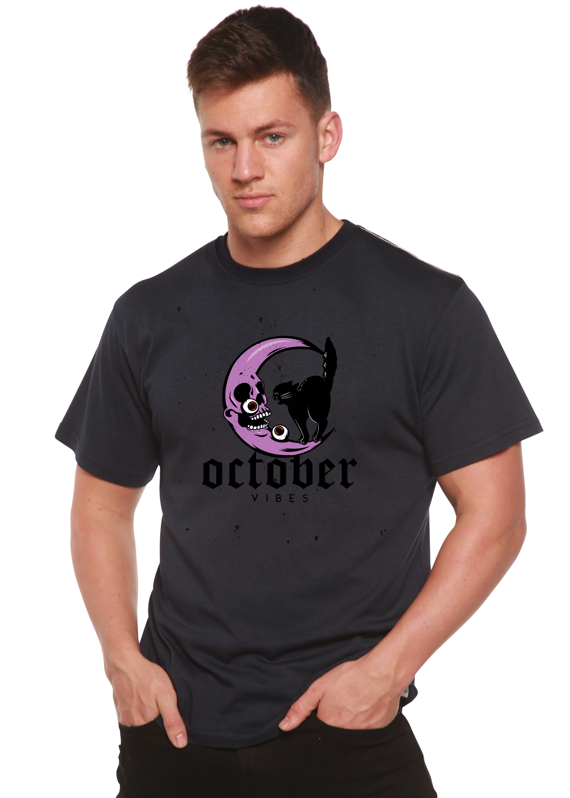 Camiseta gráfica de manga corta para hombre "October Vibes" de bambú-viscosa/algodón orgánico