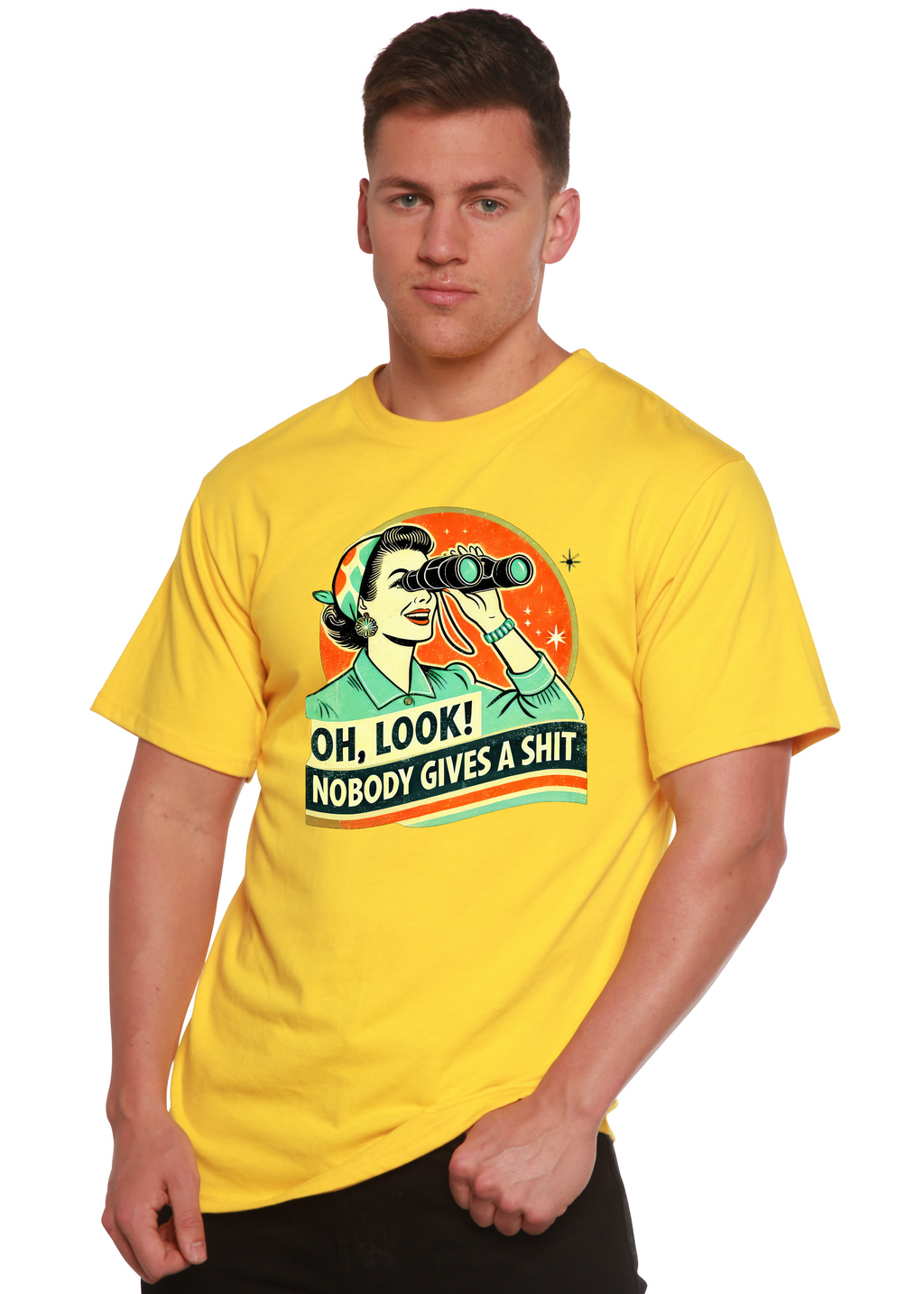 Camiseta gráfica unisex divertida Retro Mujer de bambú/algodón