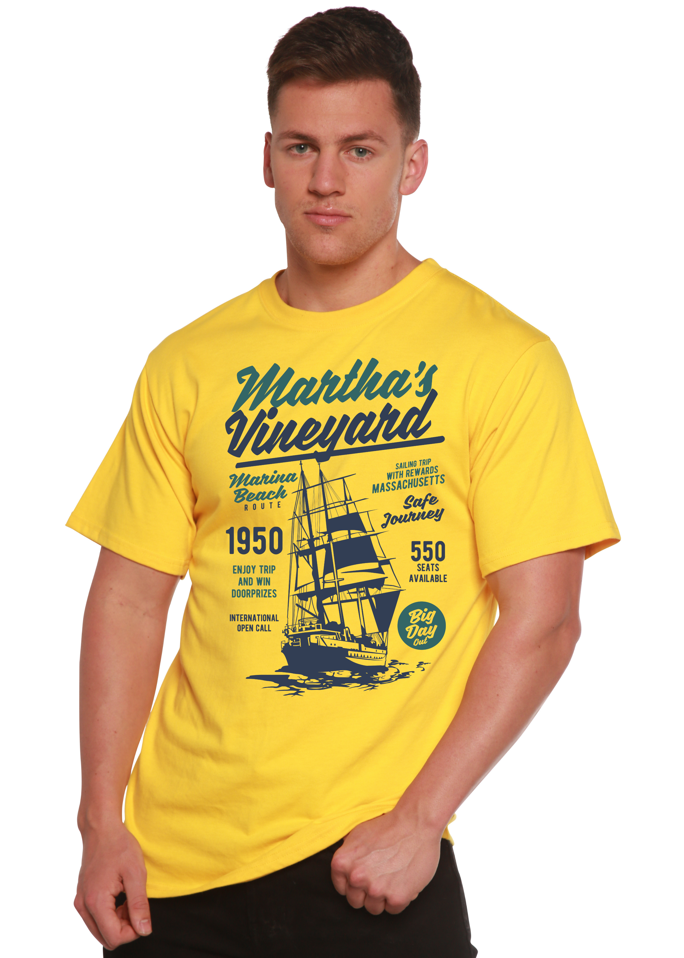 Camiseta gráfica de manga corta de bambú/viscosa y algodón orgánico para hombre de Martha's Vineyard