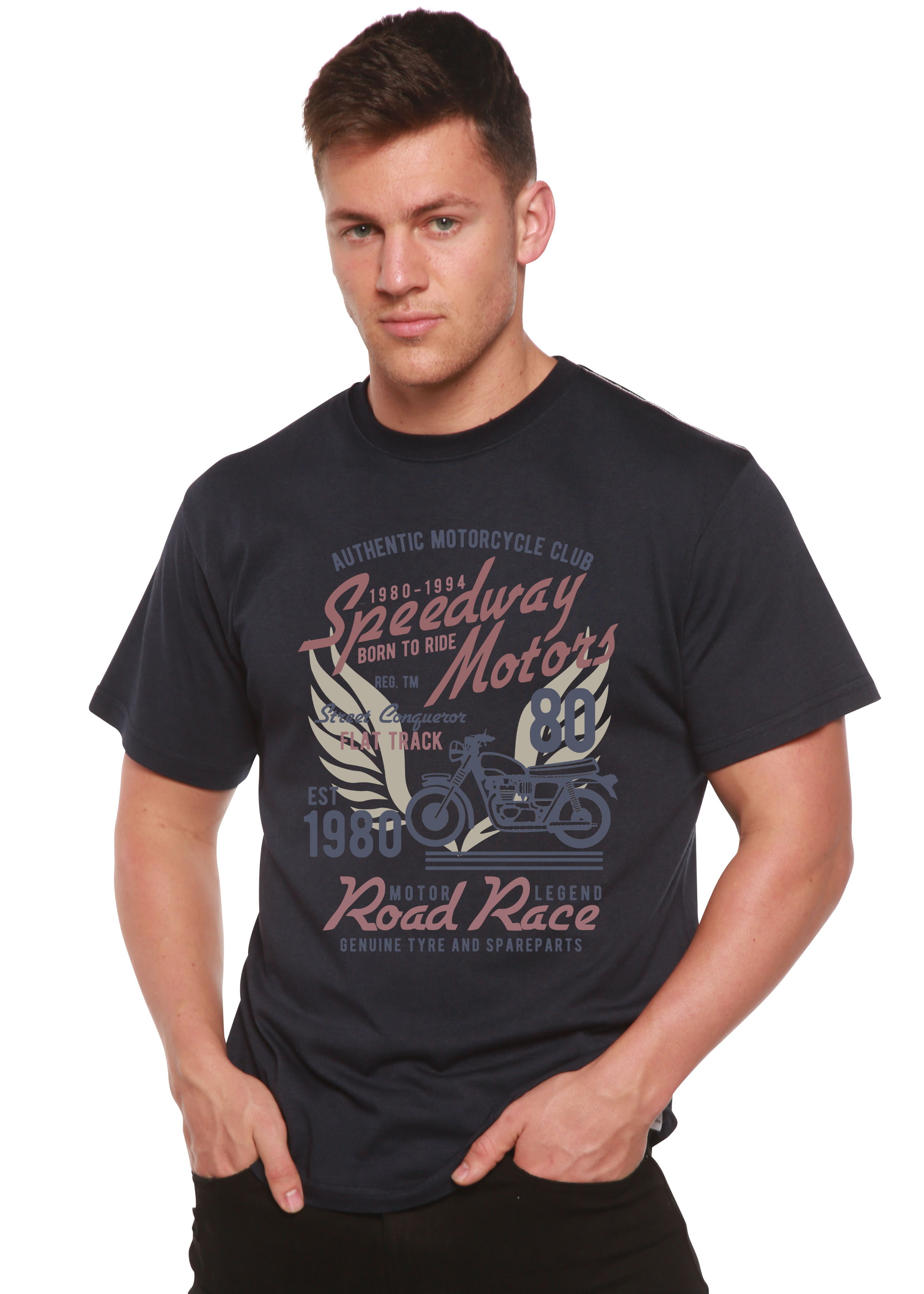 Camiseta gráfica de manga corta de viscosa de bambú/algodón orgánico para hombre Speedway Motor Spun Bamboo®