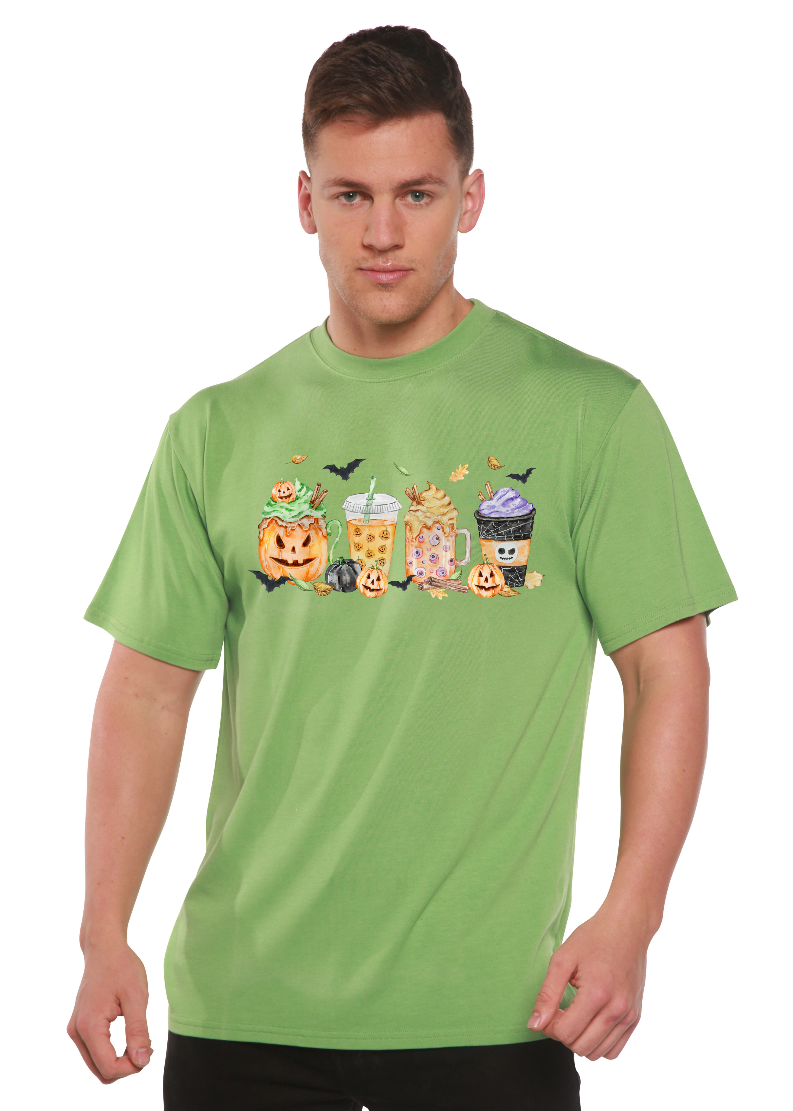 Camiseta gráfica de manga corta de viscosa de bambú/algodón orgánico para hombre - ¡Feliz Halloween!