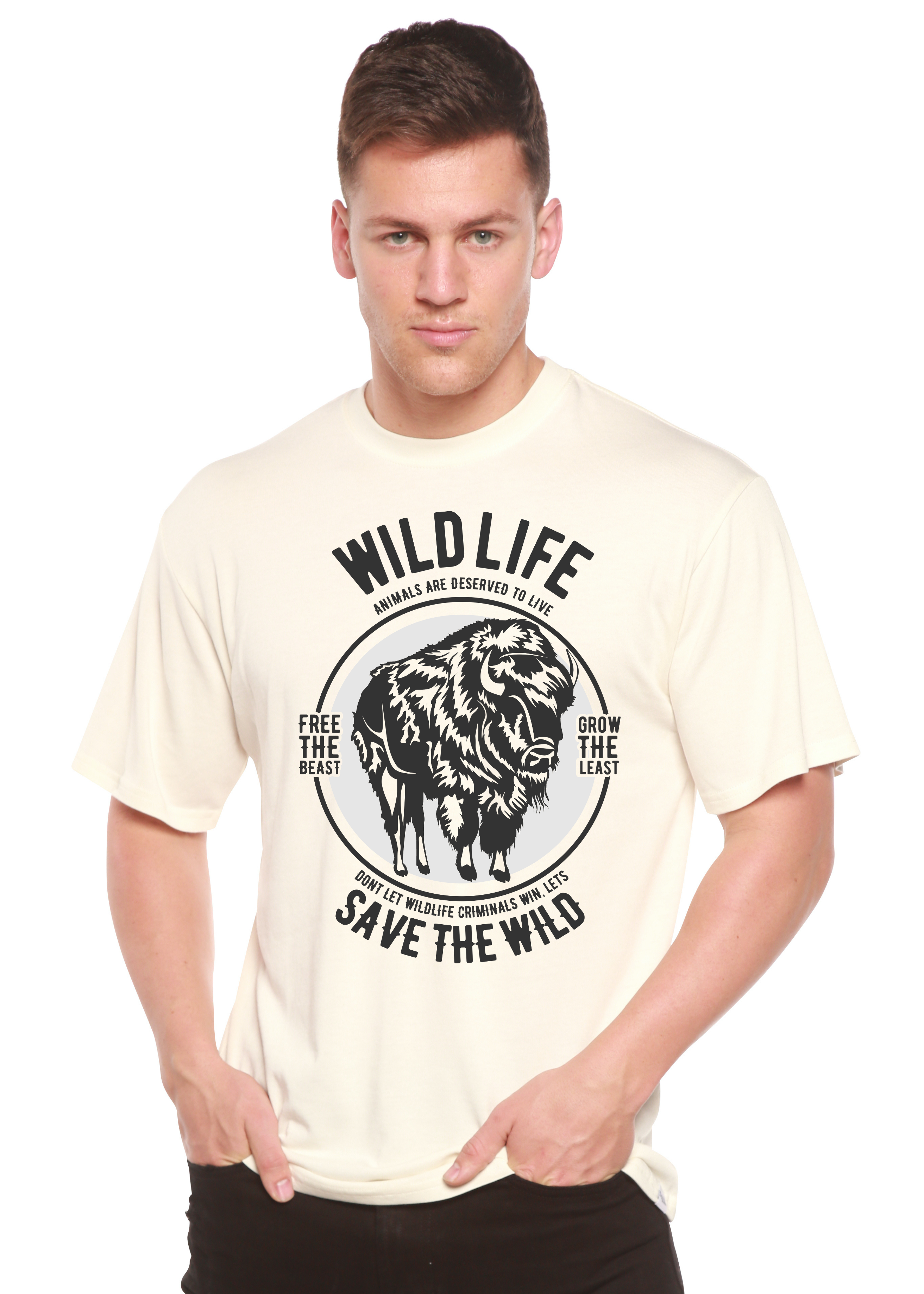 Camiseta gráfica de manga corta de viscosa de bambú/algodón orgánico Wild Life Spun Bamboo® para hombre
