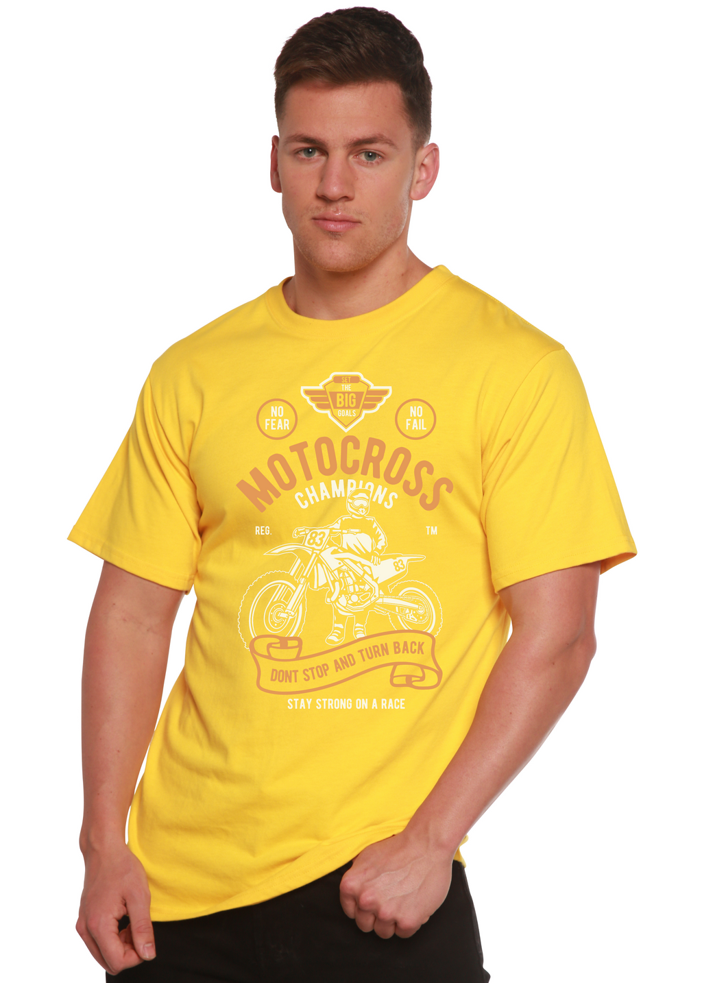 Camiseta gráfica de manga corta de bambú/algodón orgánico para hombre Motocross Champions