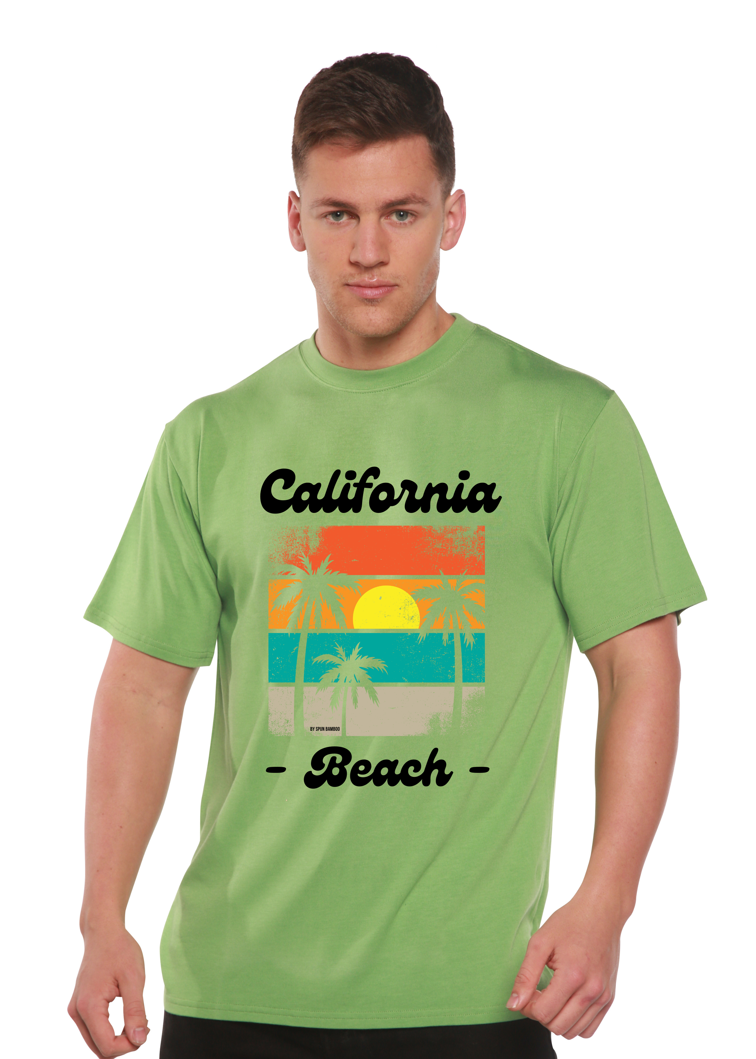Camiseta gráfica de manga corta de viscosa de bambú y algodón orgánico California Beach unisex