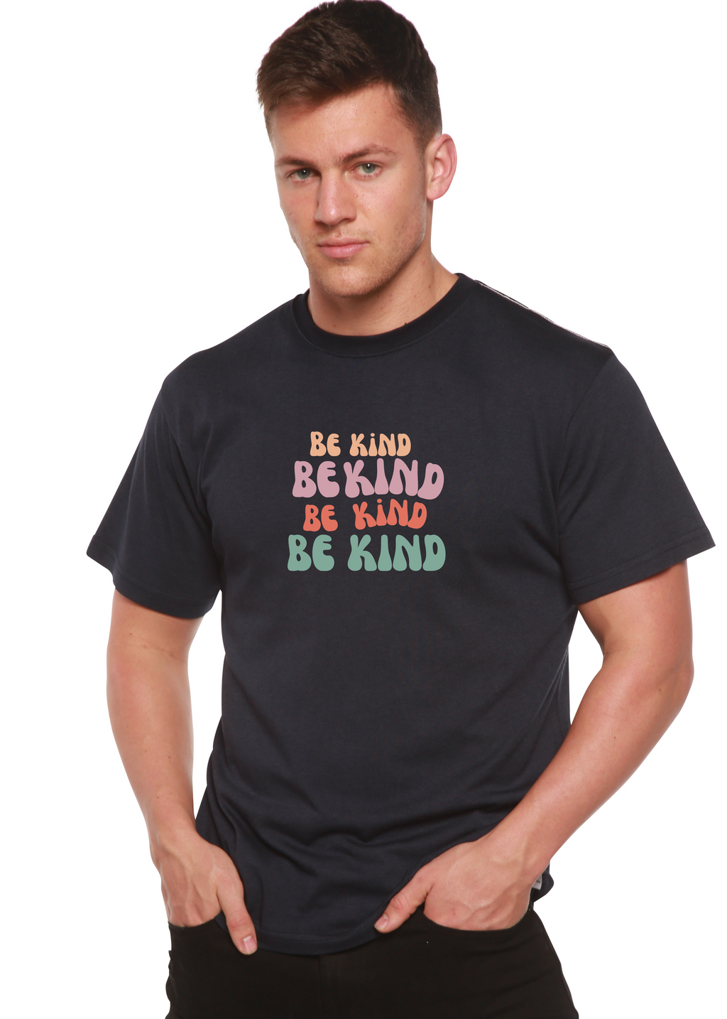 Camiseta gráfica de manga corta de bambú/algodón orgánico "Be Kind" para hombre