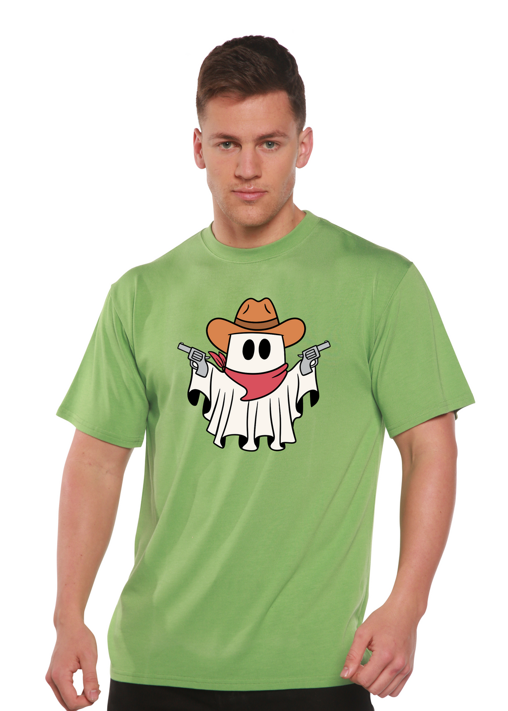 Camiseta gráfica de manga corta de viscosa de bambú y algodón orgánico unisex Cowboy Ghost