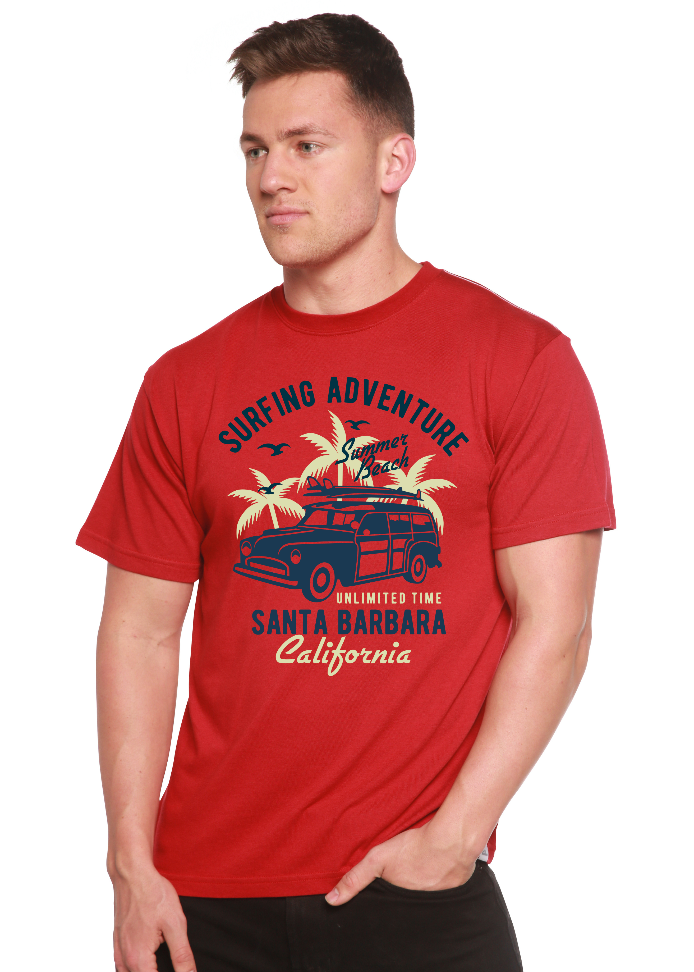 Aventura de surf Spun Bamboo® Camiseta gráfica de manga corta de viscosa de bambú/algodón orgánico para hombre