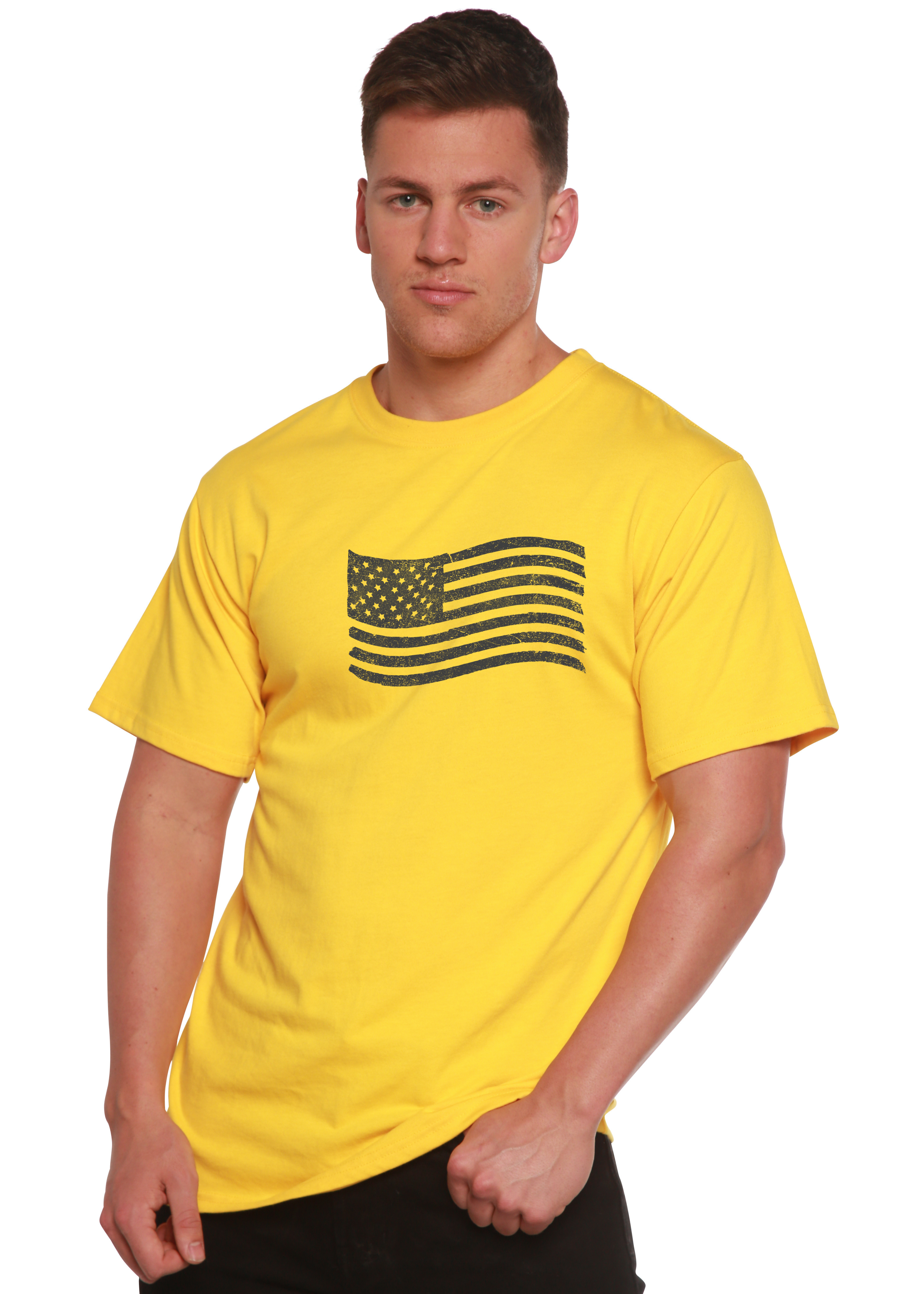 Camiseta gráfica de bambú de manga corta para hombre con la bandera de Estados Unidos