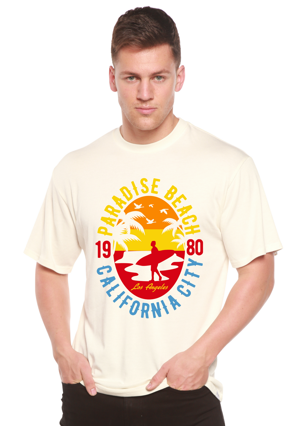Sunshine Paradise Spun Bamboo® Camiseta Gráfica de Manga Corta de Bambú Viscosa/Algodón Orgánico para Hombre