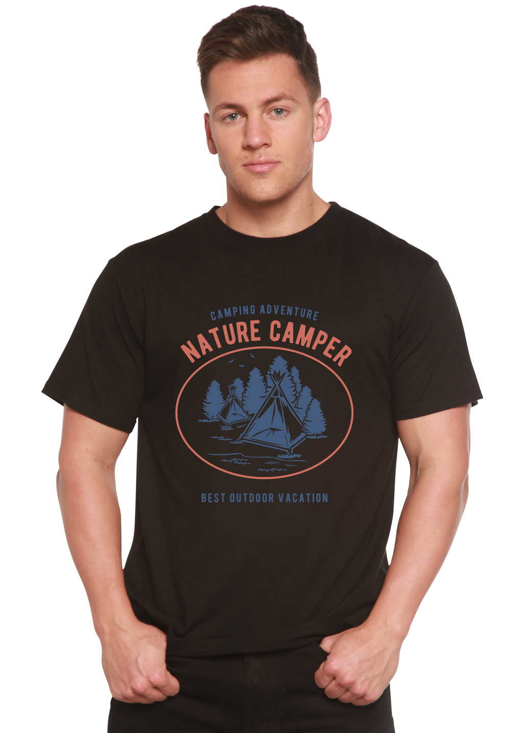 Camiseta gráfica Nature Camper Spun Bamboo® de manga corta de viscosa de bambú y algodón orgánico para hombre