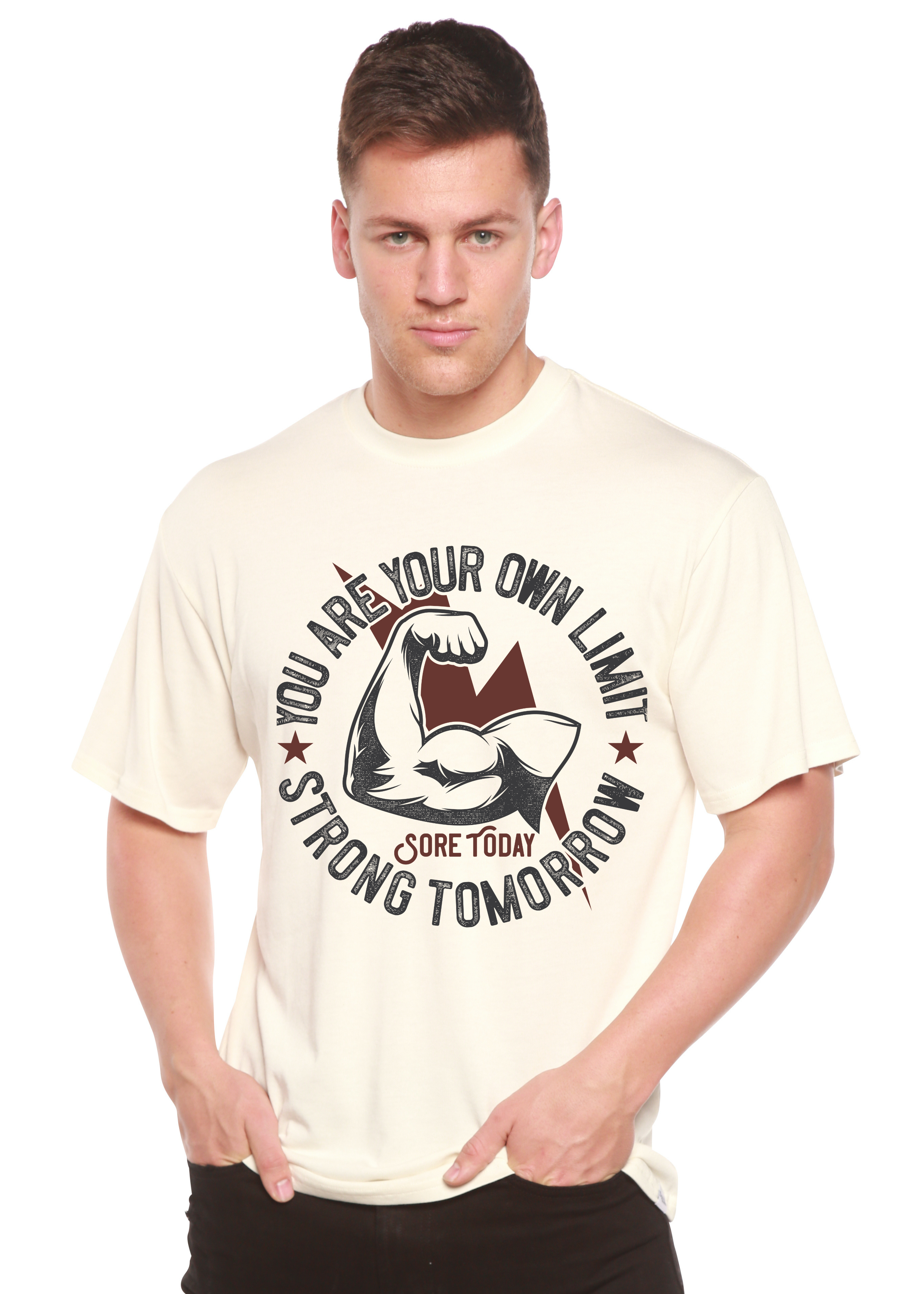 Camiseta gráfica de manga corta de viscosa de bambú/algodón orgánico Strong Tomorrow para hombre