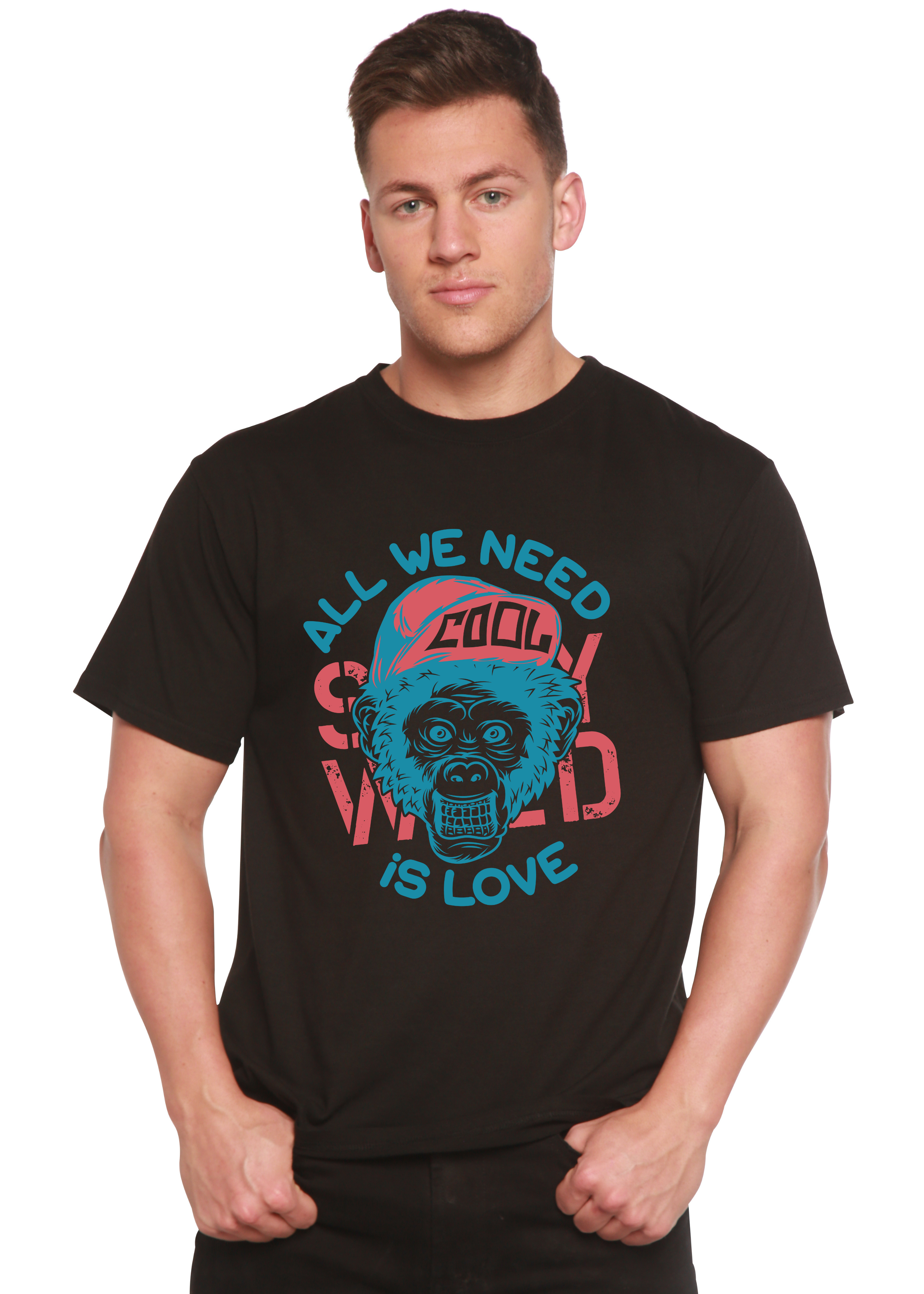 Camiseta Gráfica de Manga Corta para Hombre de Viscosa de Bambú/Algodón Orgánico "All We Need is Love"