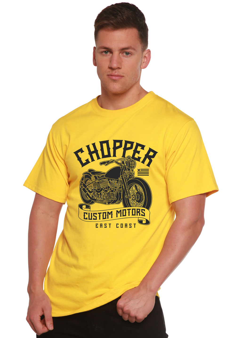 Camiseta Gráfica de Manga Corta para Hombre de Viscosa de Bambú/Algodón Orgánico Chopper Custom Motors