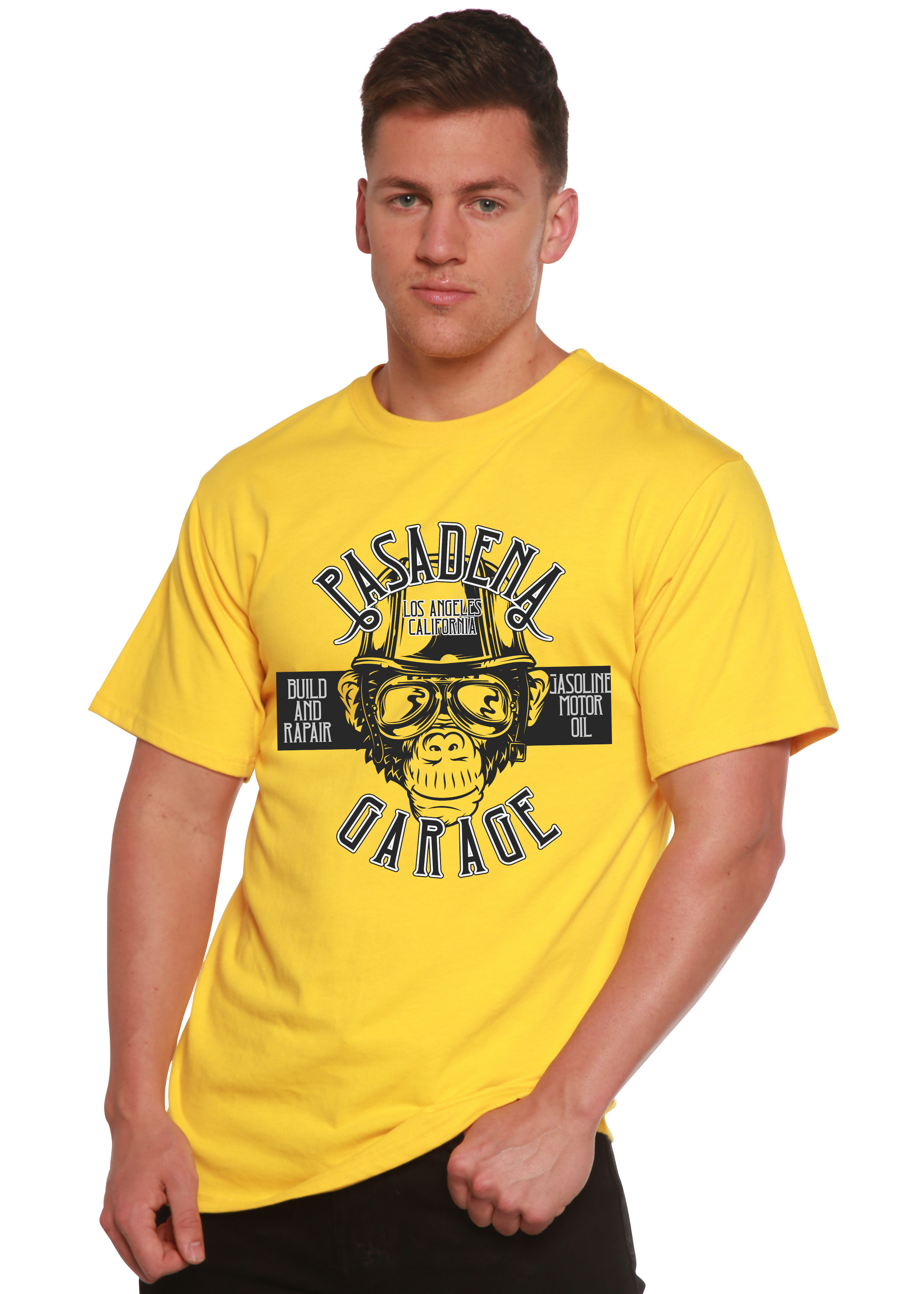 Camiseta Gráfica de Manga Corta de Viscosa de Bambú/Algodón Orgánico para Hombre Pasadena Garage