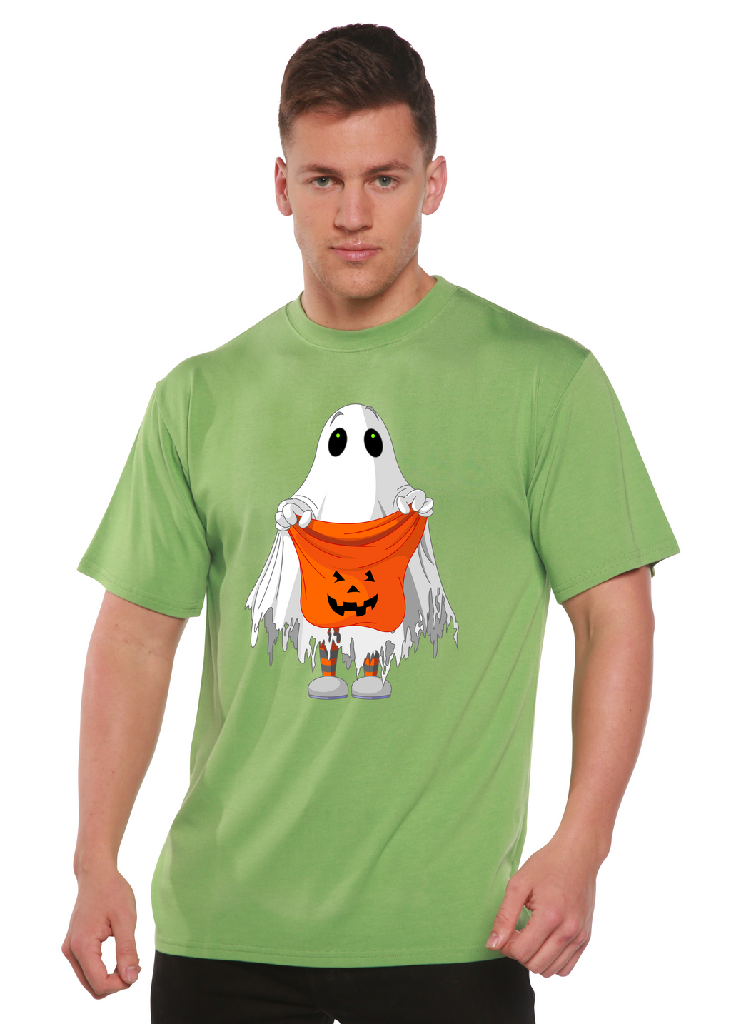 Camiseta Gráfica de Manga Corta para Hombre "Boo Halloween" de Viscosa de Bambú/Algodón Orgánico