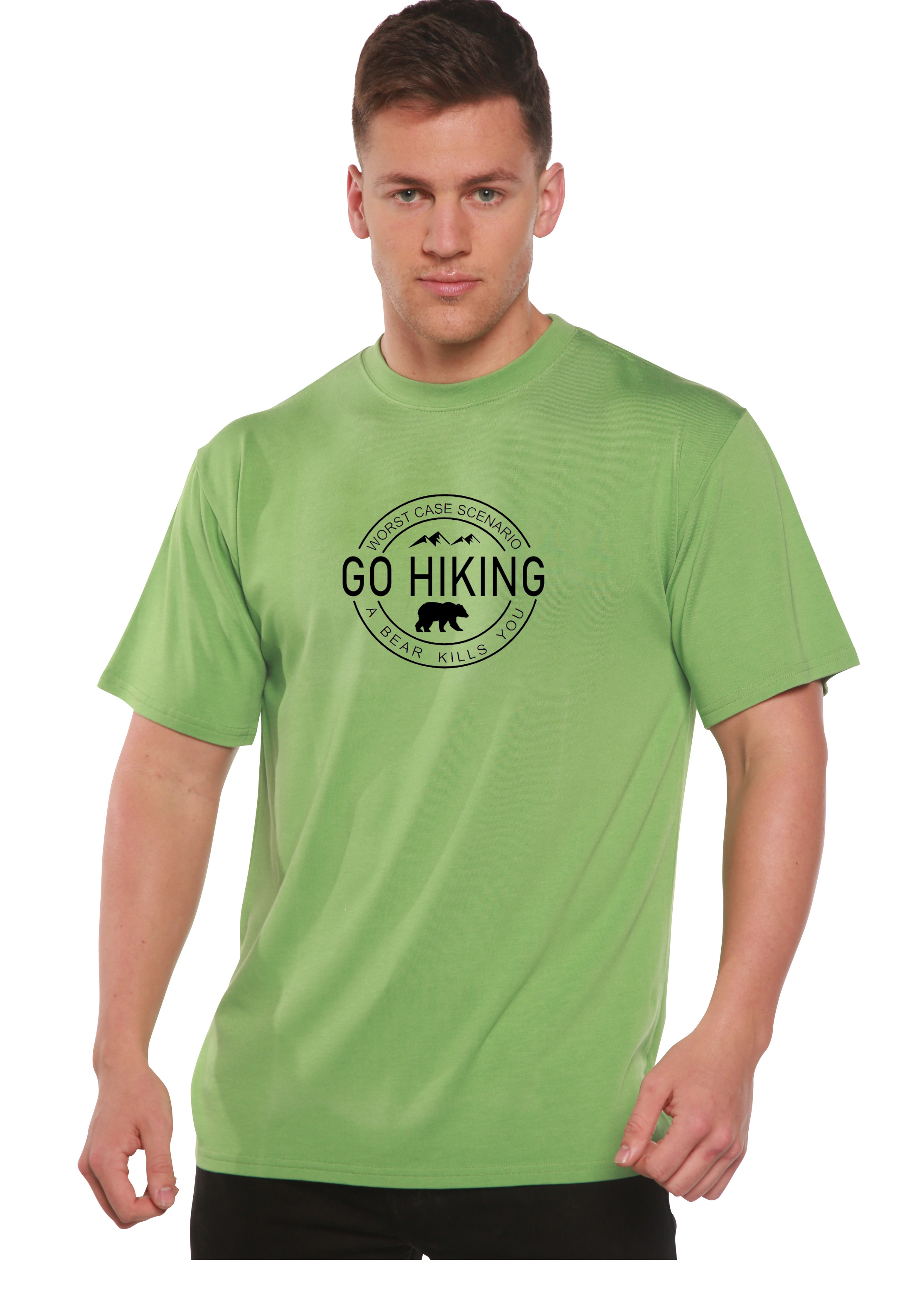 Camiseta Gráfica de Manga Corta de Bambú Viscosa/Algodón Orgánico Go Hiking para Hombre