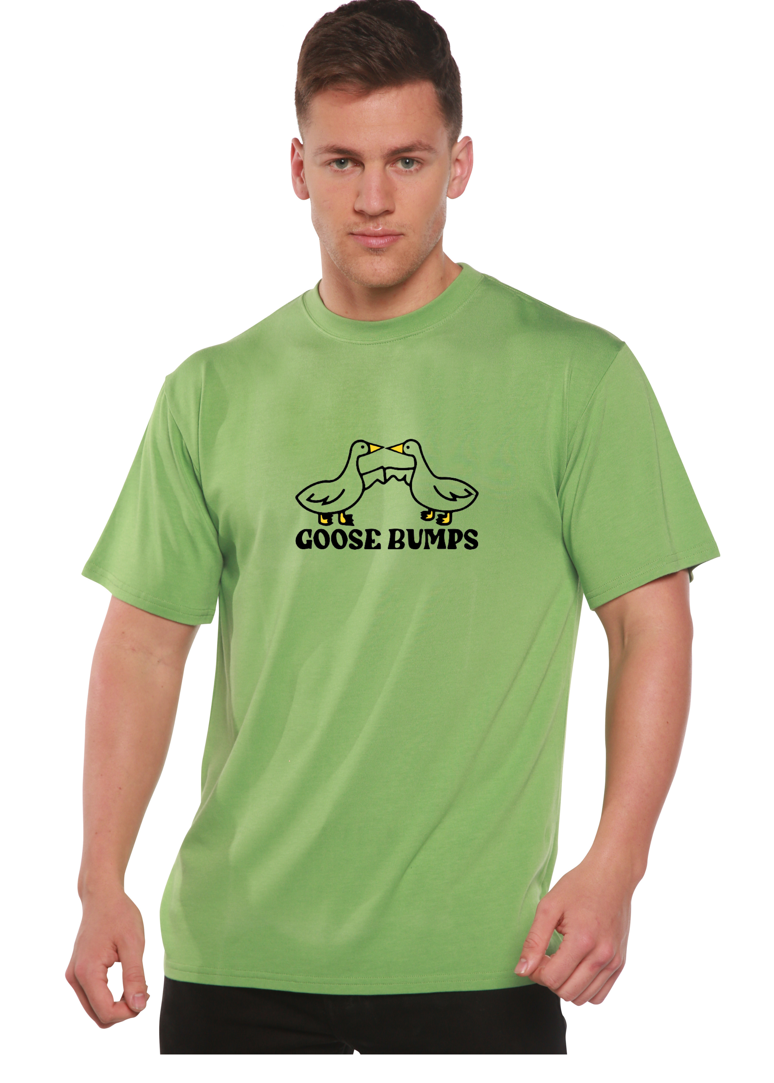 Goose Bumps Camiseta gráfica de manga corta de viscosa de bambú y algodón orgánico para hombre
