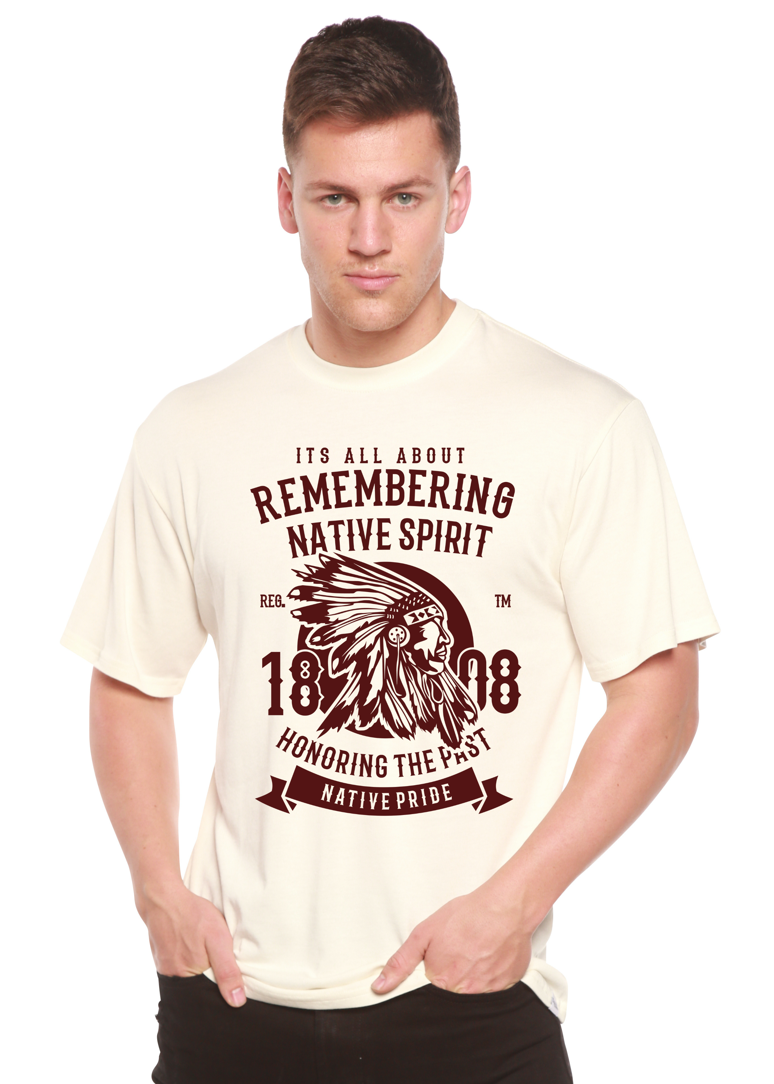 Recordando la camiseta gráfica de manga corta Spun Bamboo® de bambú/algodón orgánico para hombre