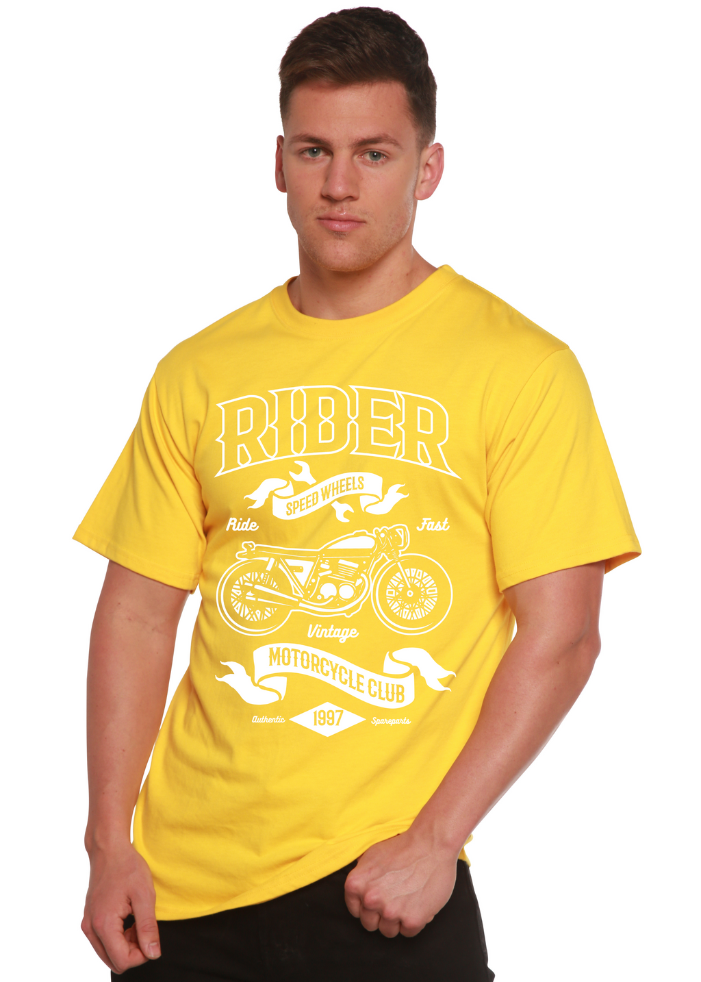 Camiseta gráfica de manga corta Rider Spun Bamboo® de viscosa de bambú/algodón orgánico para hombre