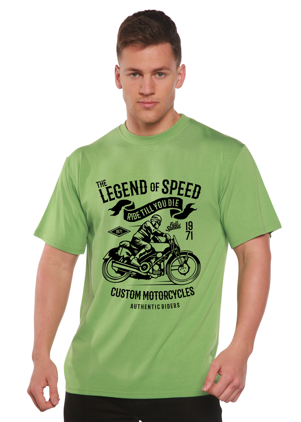 La leyenda de la camiseta gráfica de manga corta de viscosa de bambú/algodón orgánico para hombre Speed Spun Bamboo®