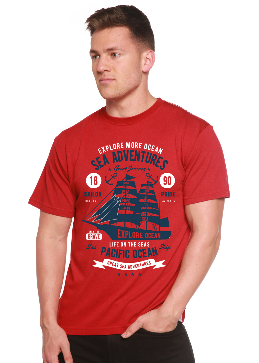 Camiseta gráfica de manga corta de viscosa de bambú/algodón orgánico Sea Adventures Spun Bamboo® para hombre