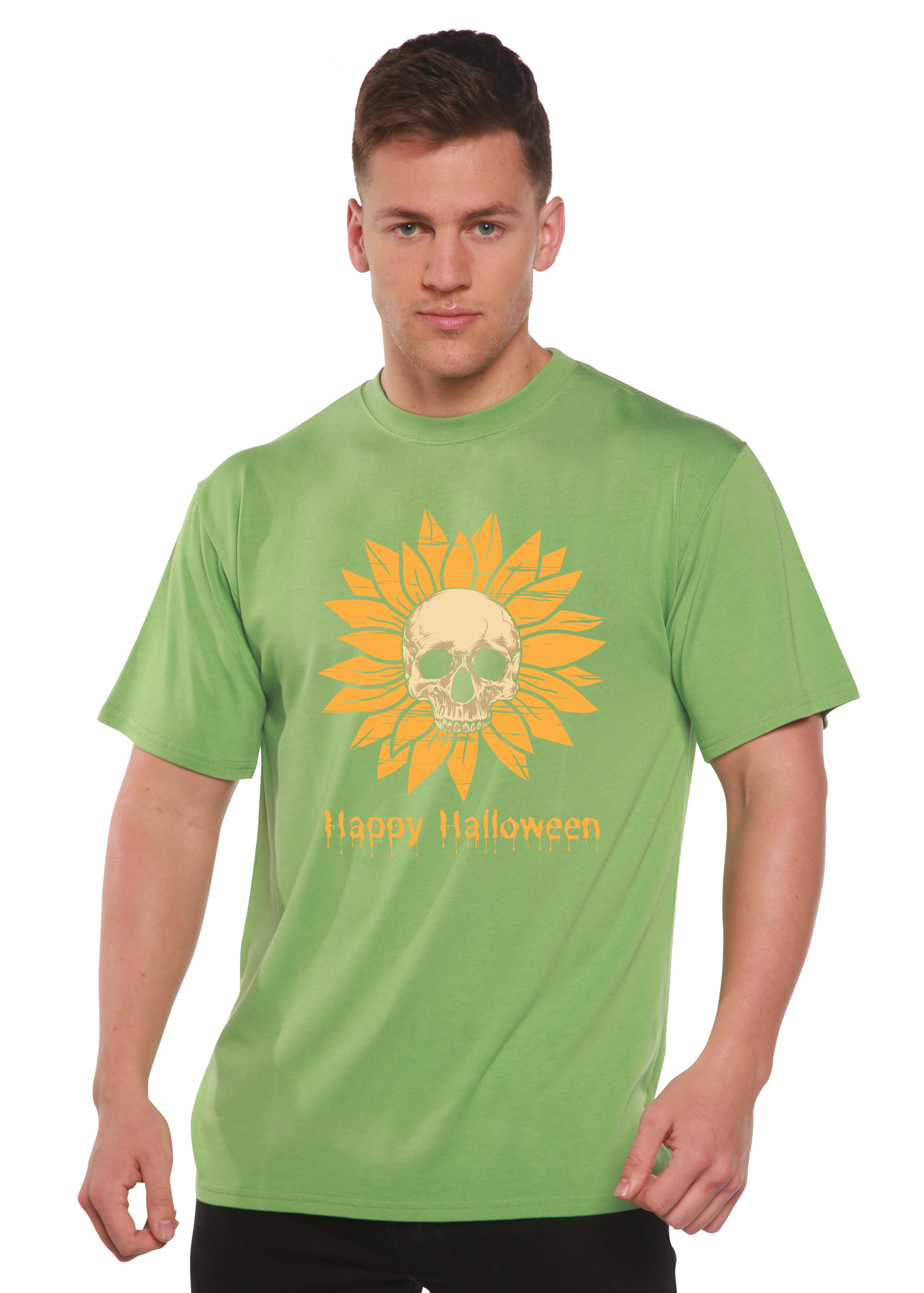 Camiseta gráfica de manga corta de viscosa de bambú/algodón orgánico para hombre del Día de Halloween