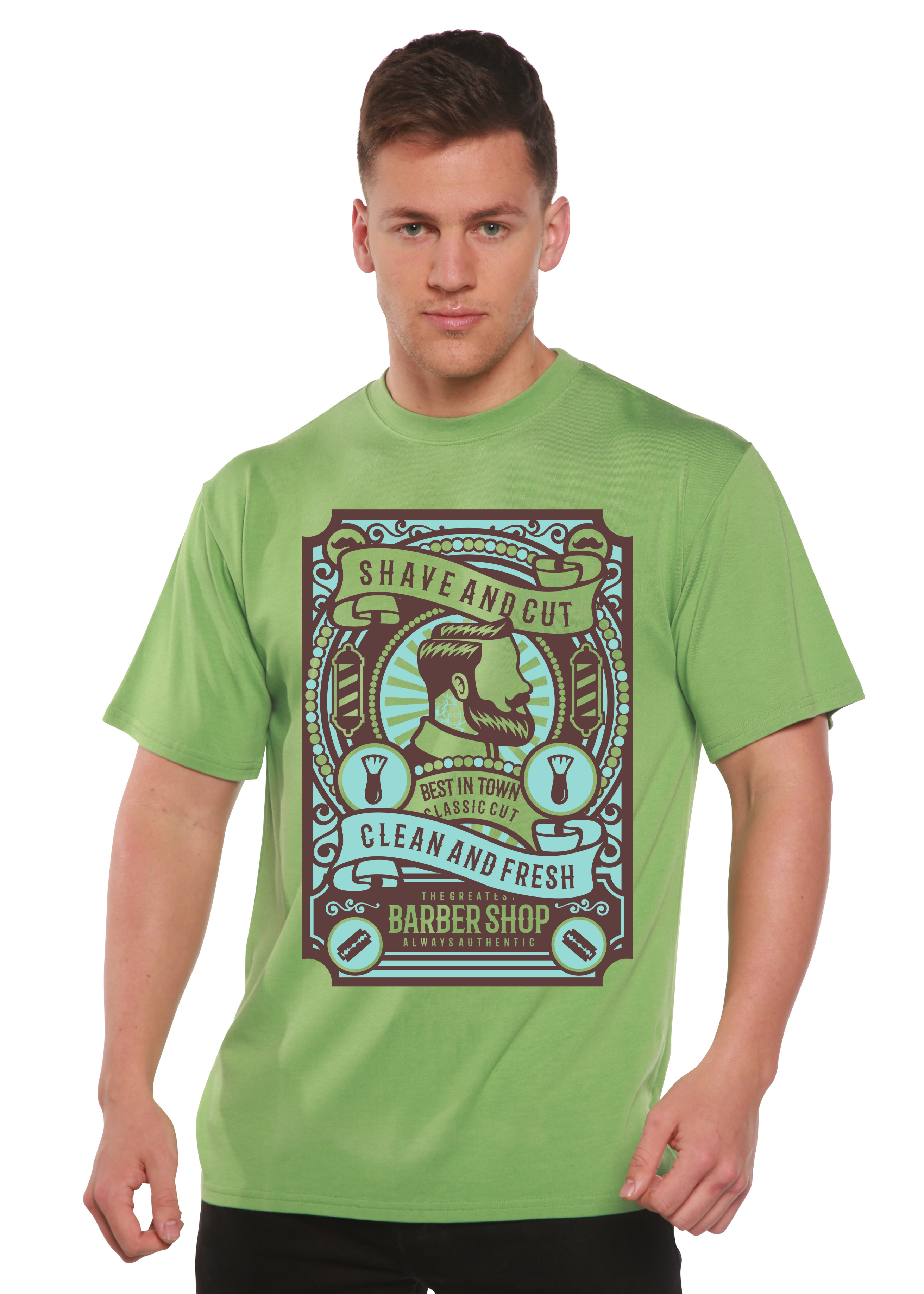 Camiseta gráfica de manga corta Shave and Cut Spun Bamboo® de viscosa de bambú/algodón orgánico para hombre