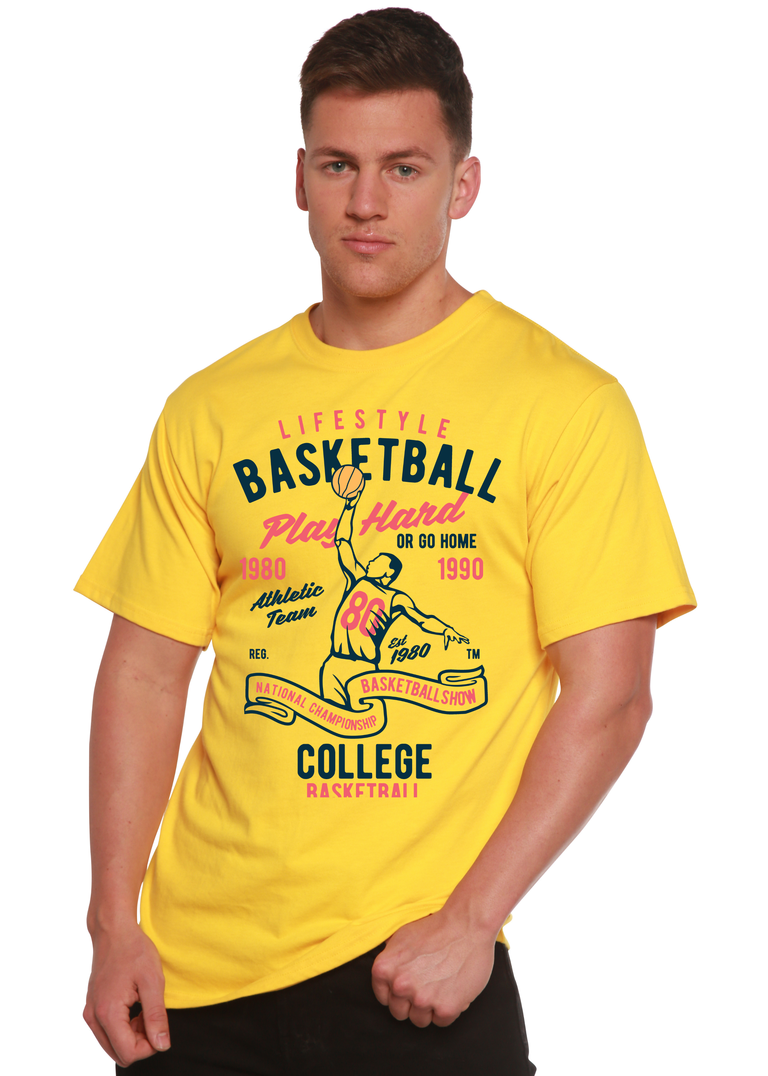 Camiseta de baloncesto para hombre, de manga corta, con estampado gráfico, de bambú, viscosa y algodón orgánico