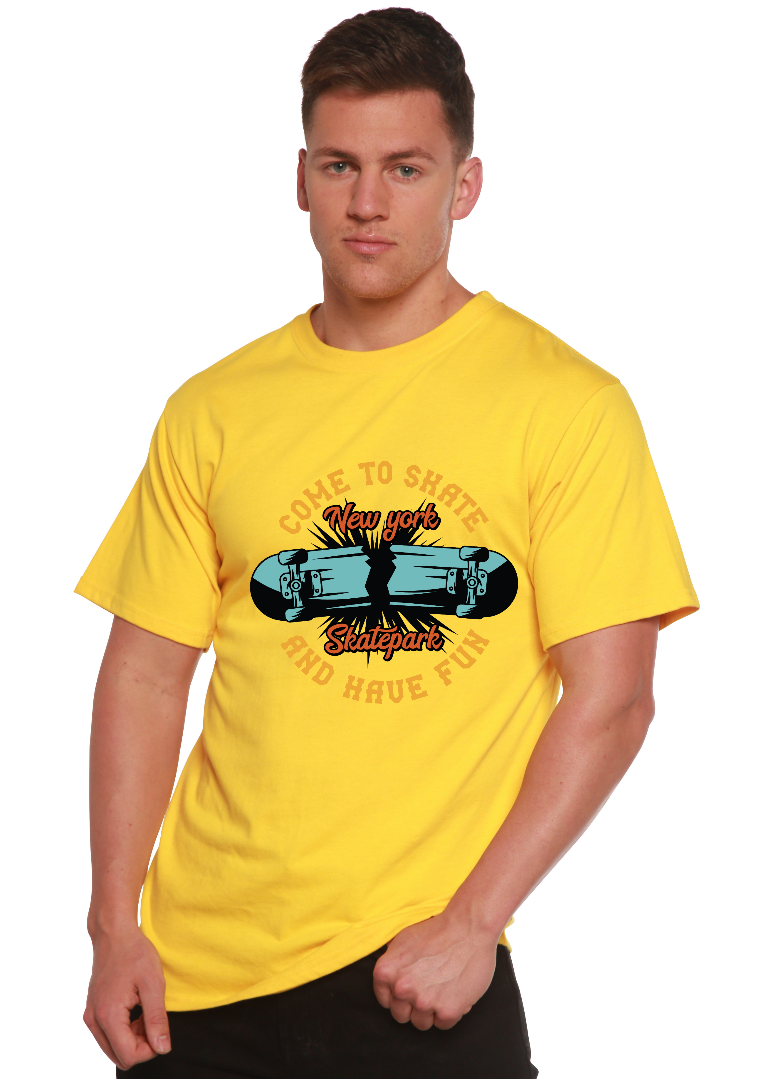 Camiseta gráfica de manga corta para hombre de bambú viscosa/algodón orgánico "New York Skatepark"