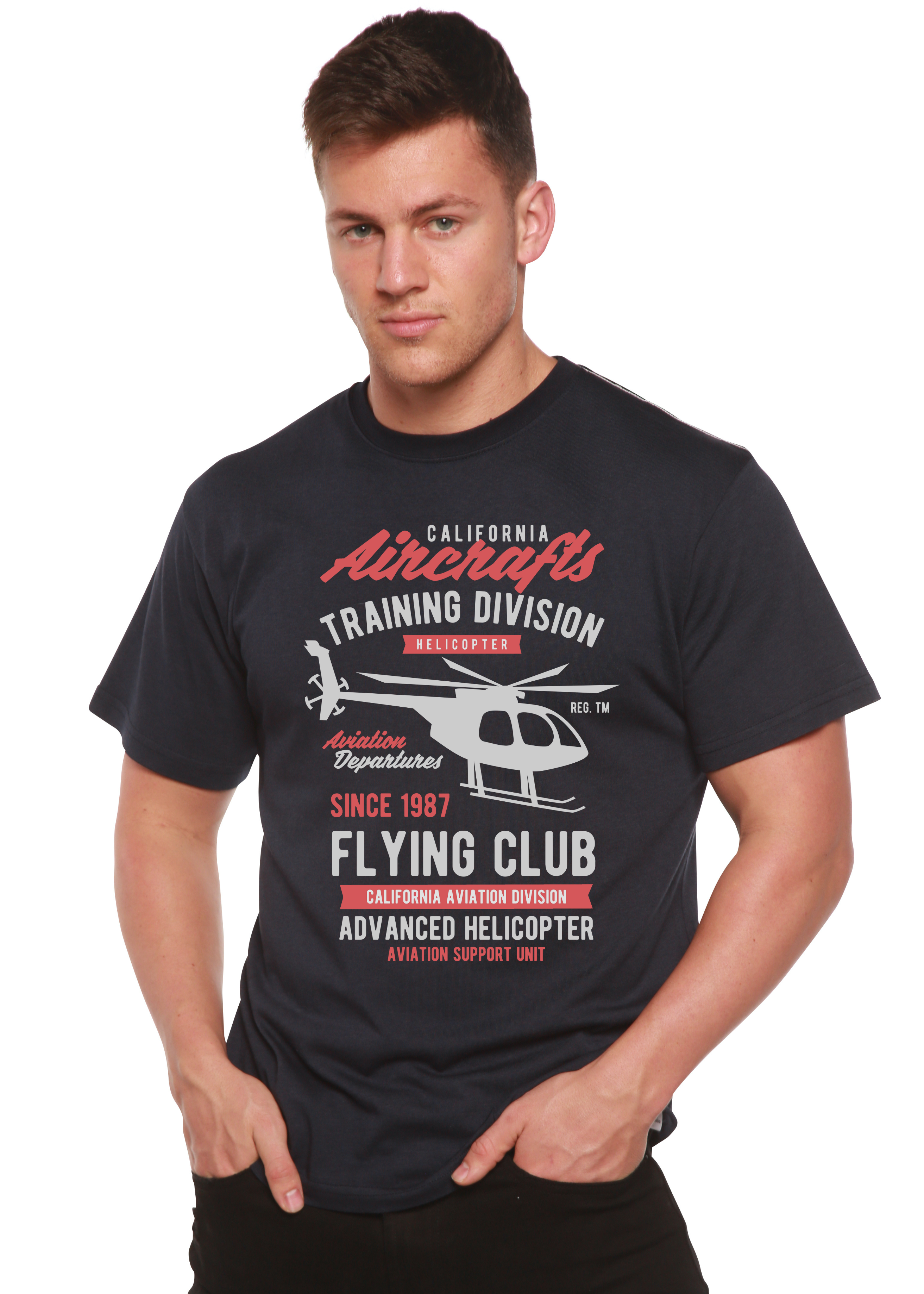 Camiseta gráfica de manga corta de bambú/algodón orgánico para hombre California Aircraft