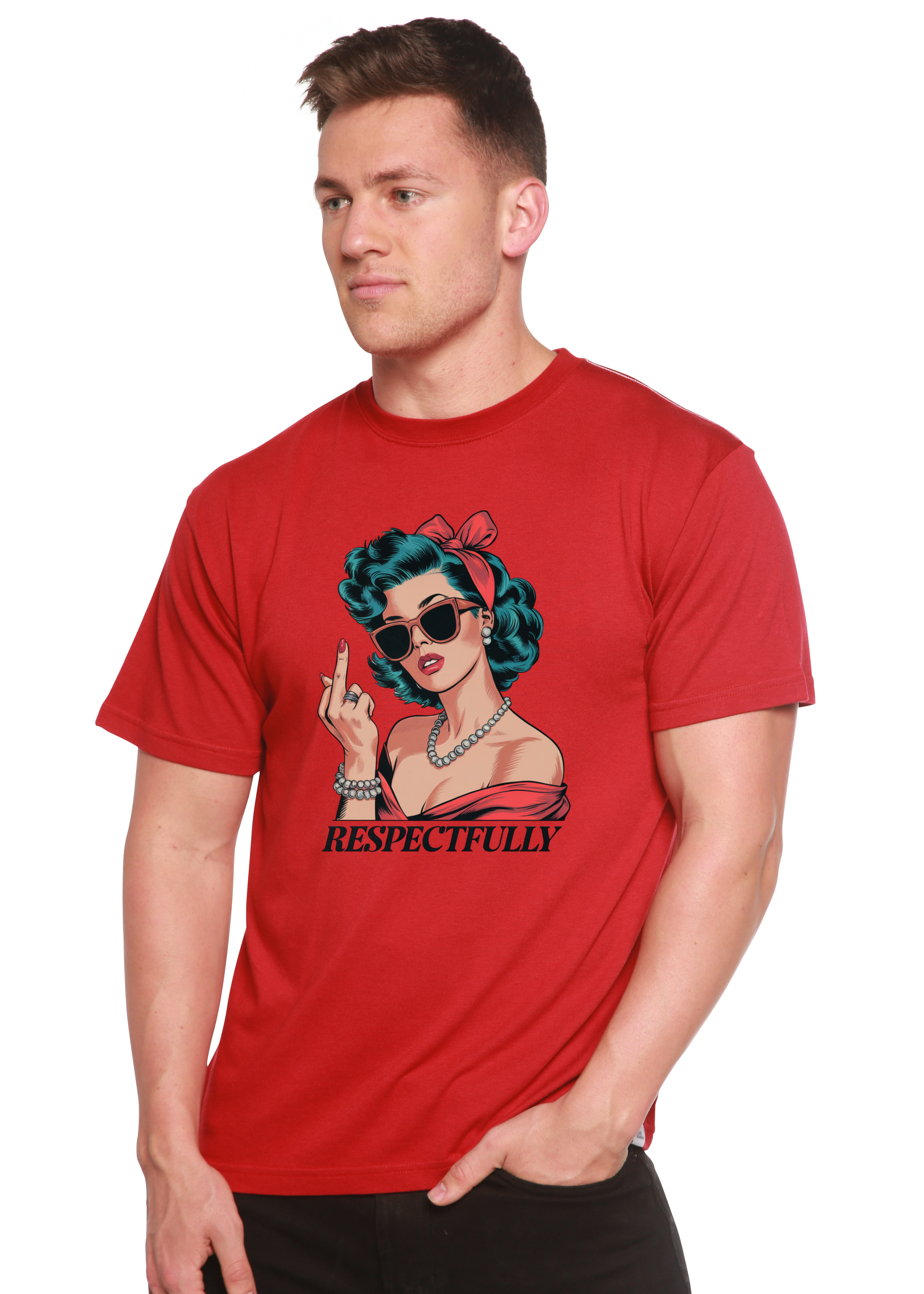 Camiseta gráfica unisex de bambú/algodón con "Respectfully Middle Finger"