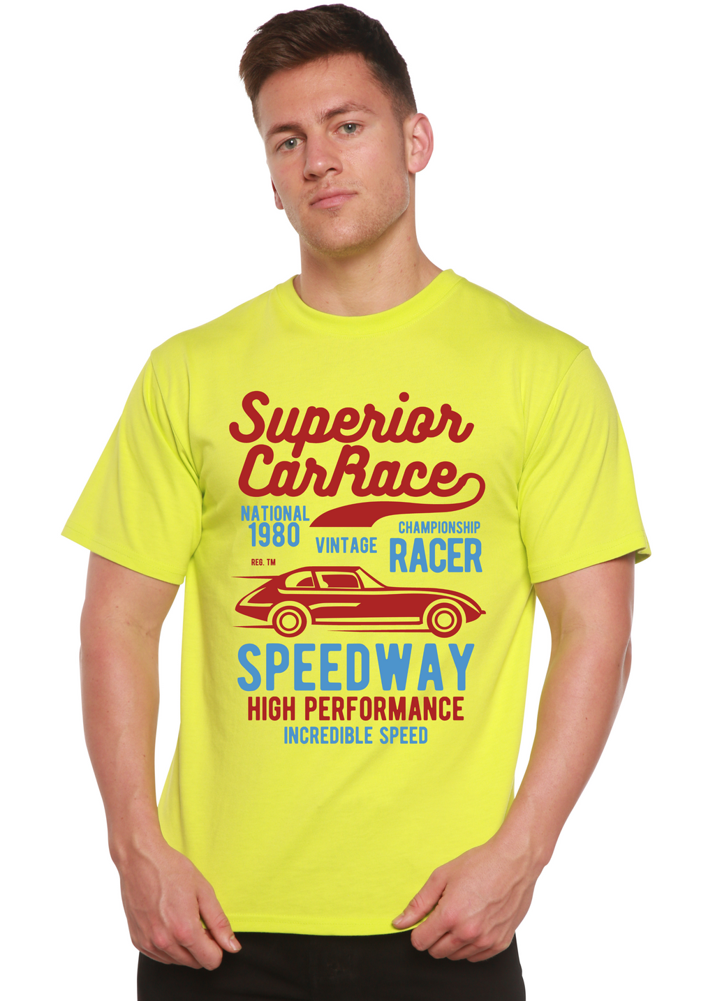 Camiseta gráfica de manga corta de viscosa de bambú/algodón orgánico para hombre Superior Car Spun Bamboo®