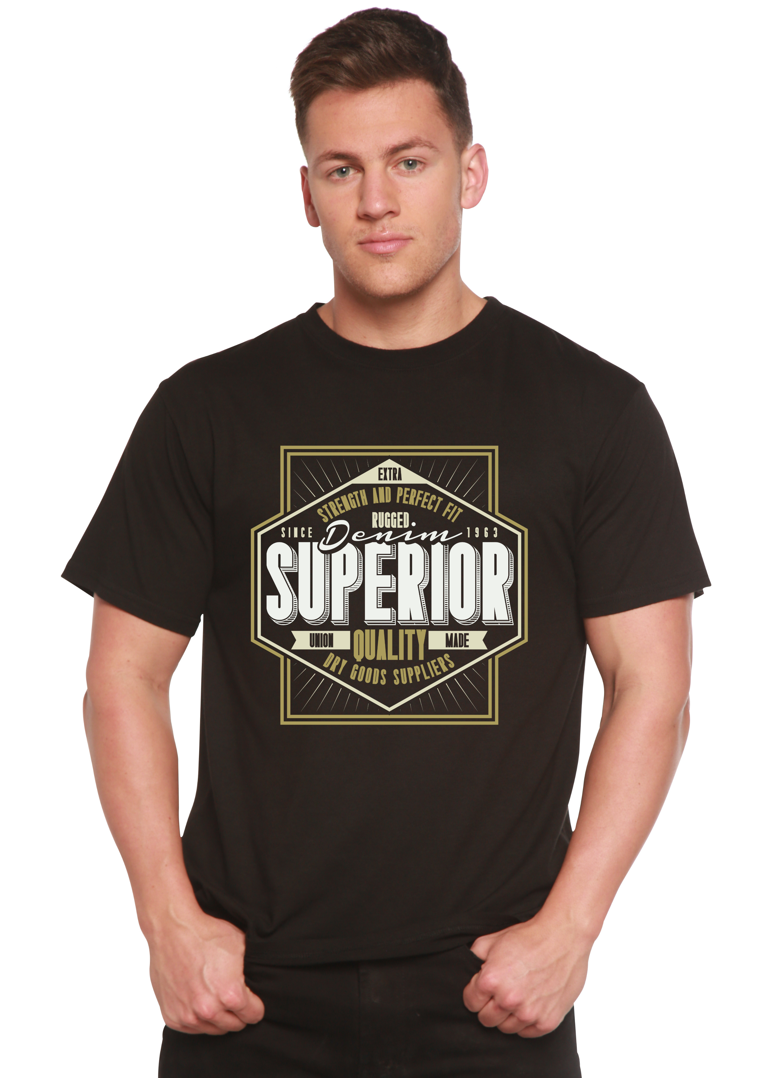Camiseta gráfica de manga corta de bambú/algodón orgánico de calidad superior para hombre