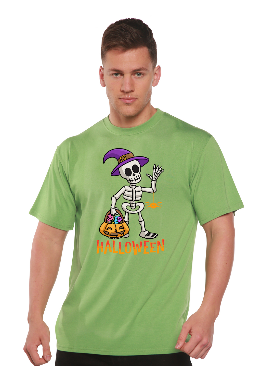 Camiseta gráfica unisex de manga corta de bambú-viscosa/algodón orgánico "Happy Halloween"