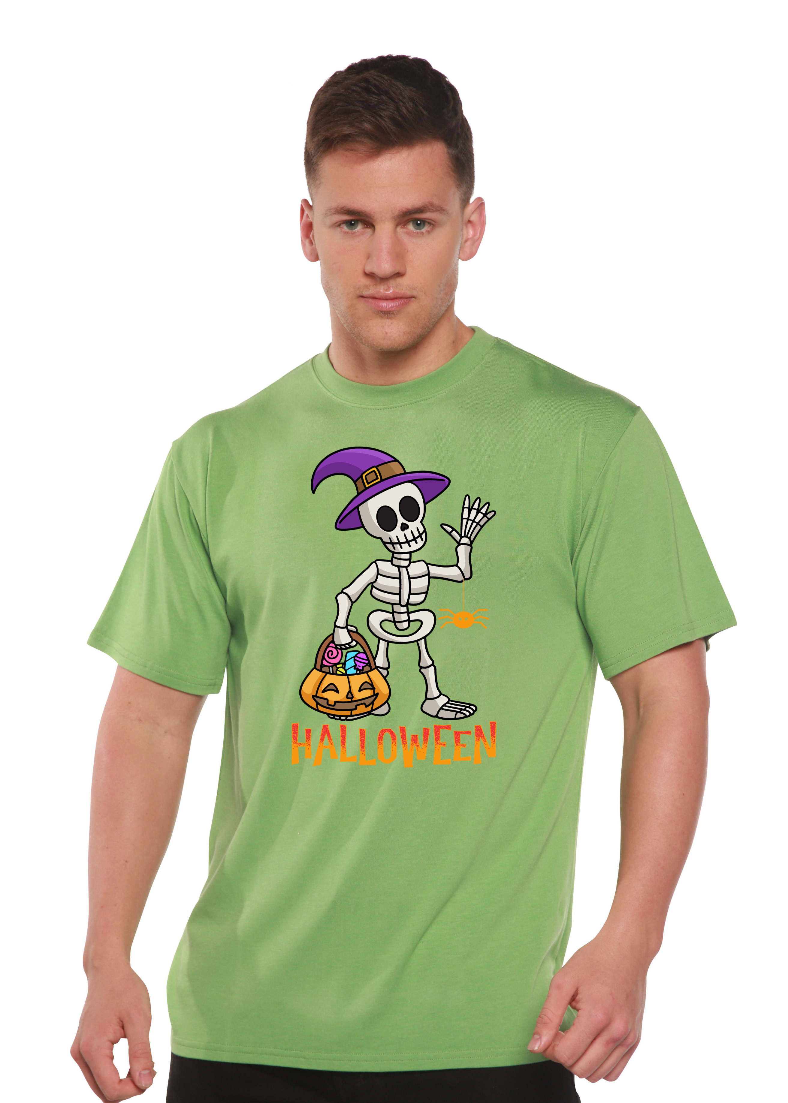 Camiseta gráfica unisex de manga corta de bambú-viscosa/algodón orgánico "Happy Halloween"