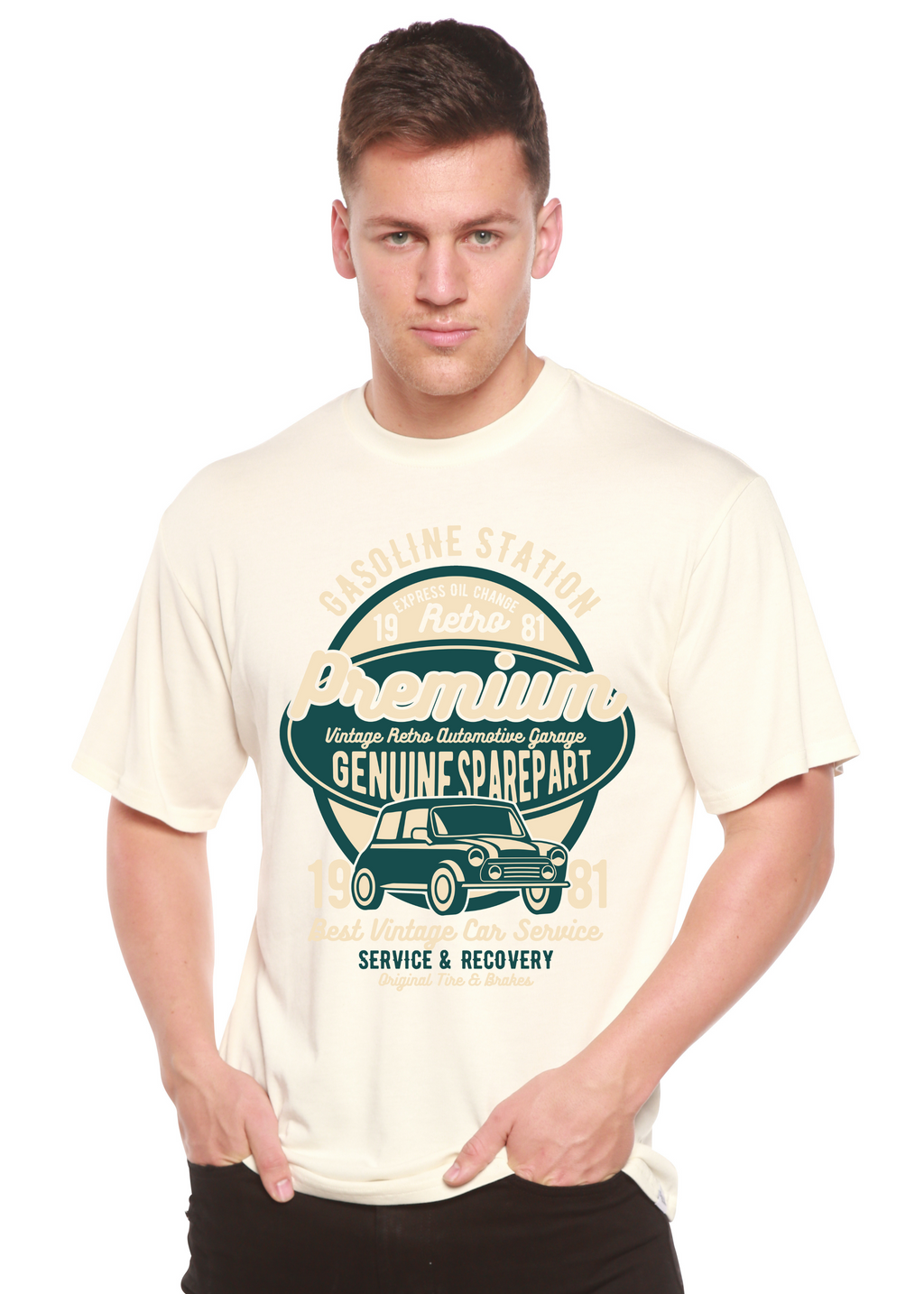 Camiseta gráfica de manga corta de viscosa de bambú/algodón orgánico para hombre Premium Garage Spun Bamboo®