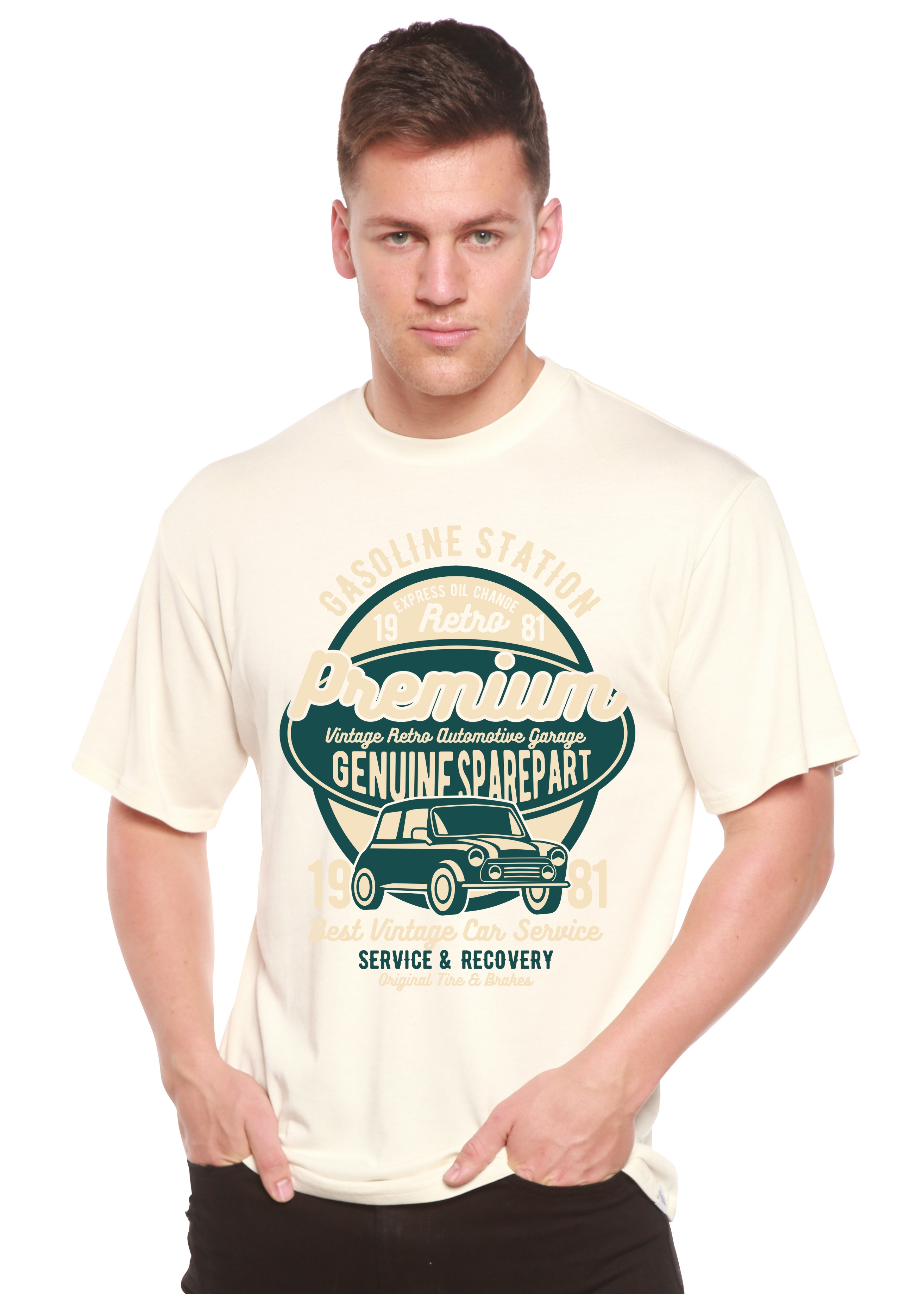 Camiseta gráfica de manga corta de viscosa de bambú/algodón orgánico para hombre Premium Garage Spun Bamboo®
