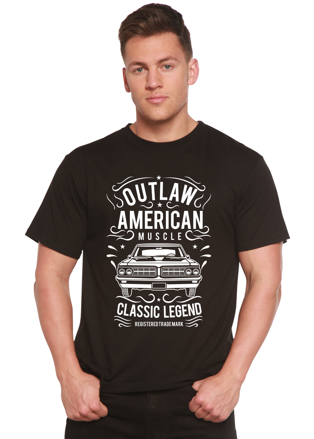 Outlaw American Muscle Spun Bamboo® Camiseta Gráfica de Manga Corta de Bambú Viscosa/Algodón Orgánico para Hombre