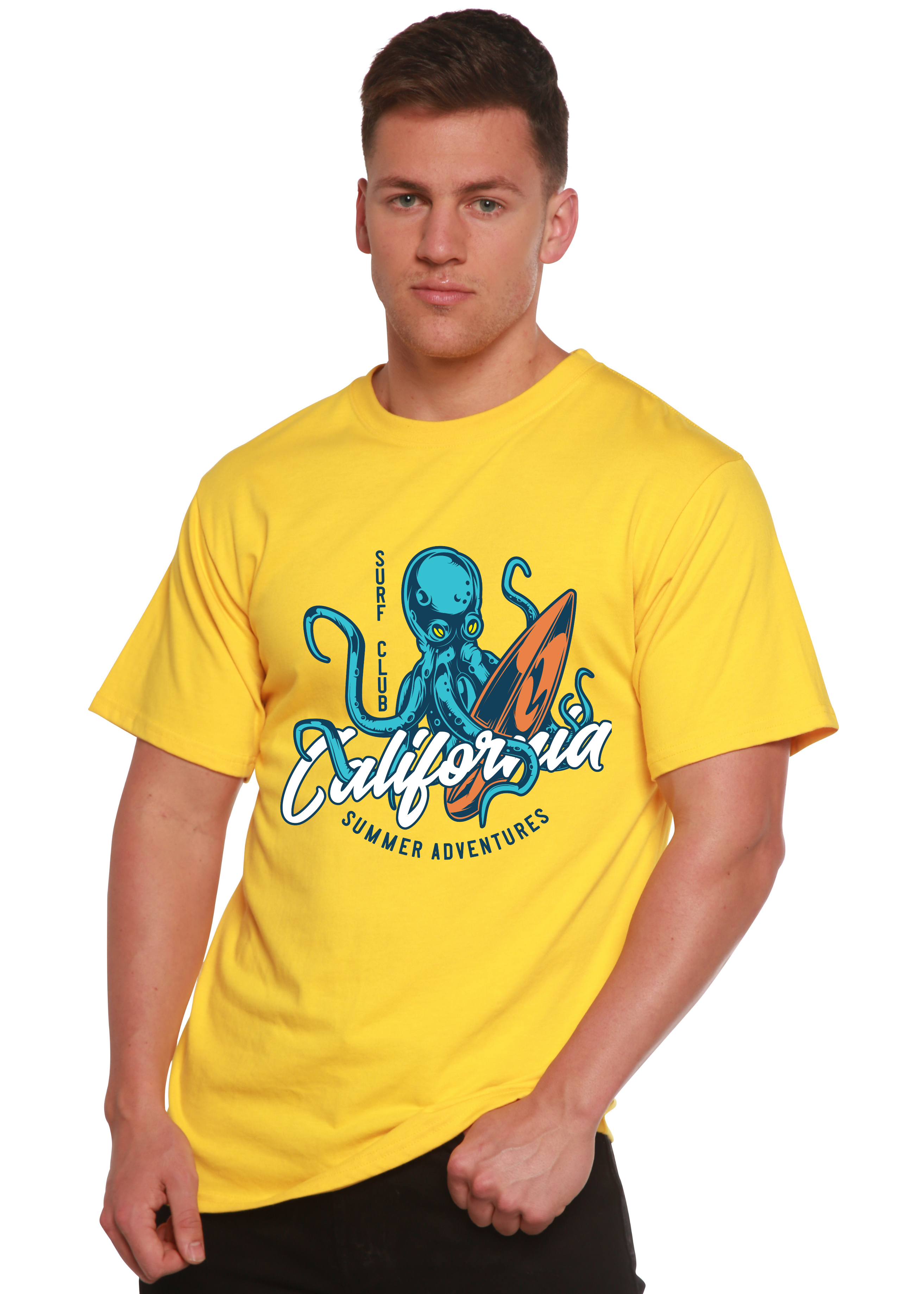 Camiseta gráfica de manga corta de bambú/algodón orgánico para hombre "California Summer Adventures"