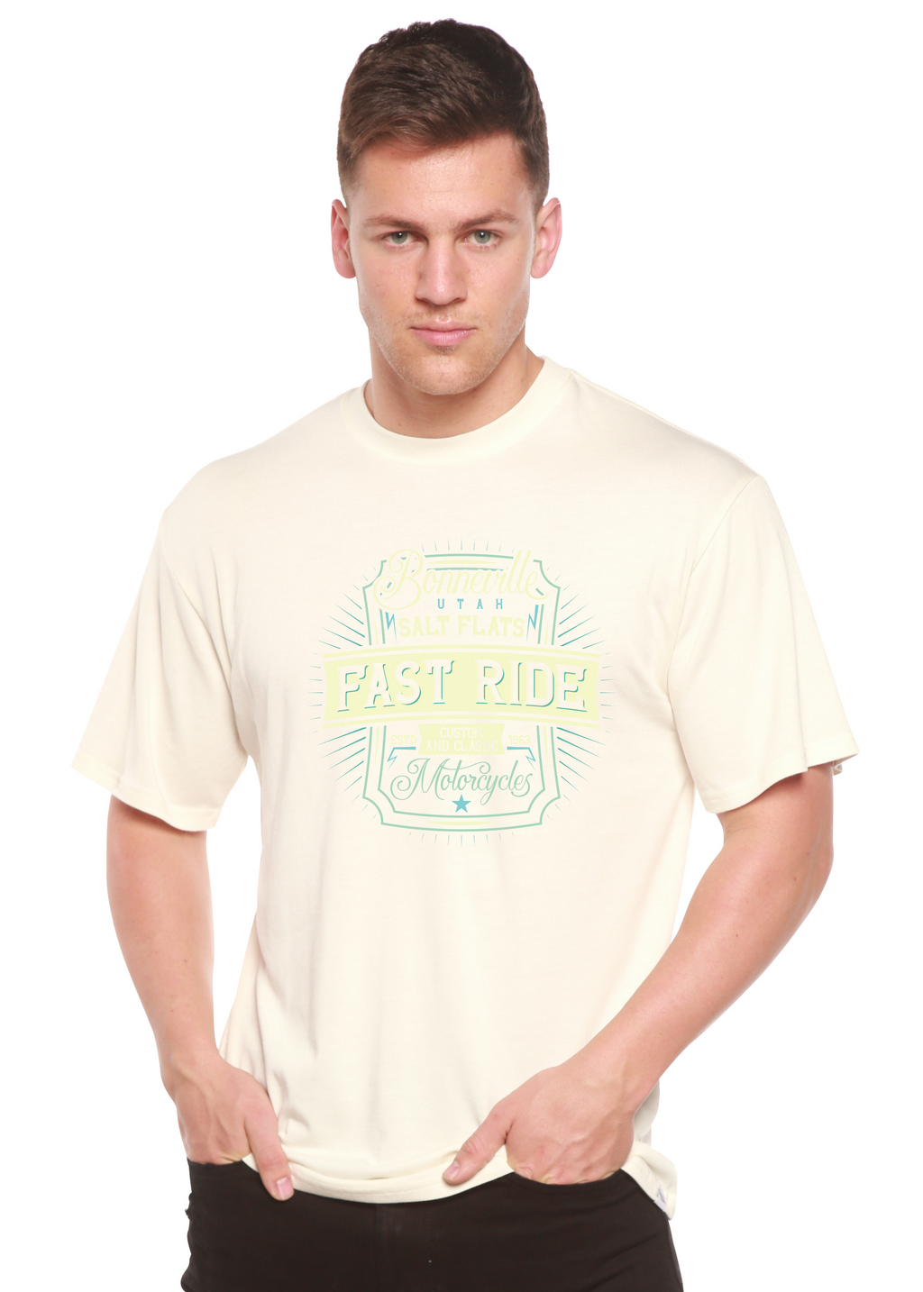 Camiseta Gráfica de Manga Corta para Hombre de Viscosa de Bambú/Algodón Orgánico Fast Ride