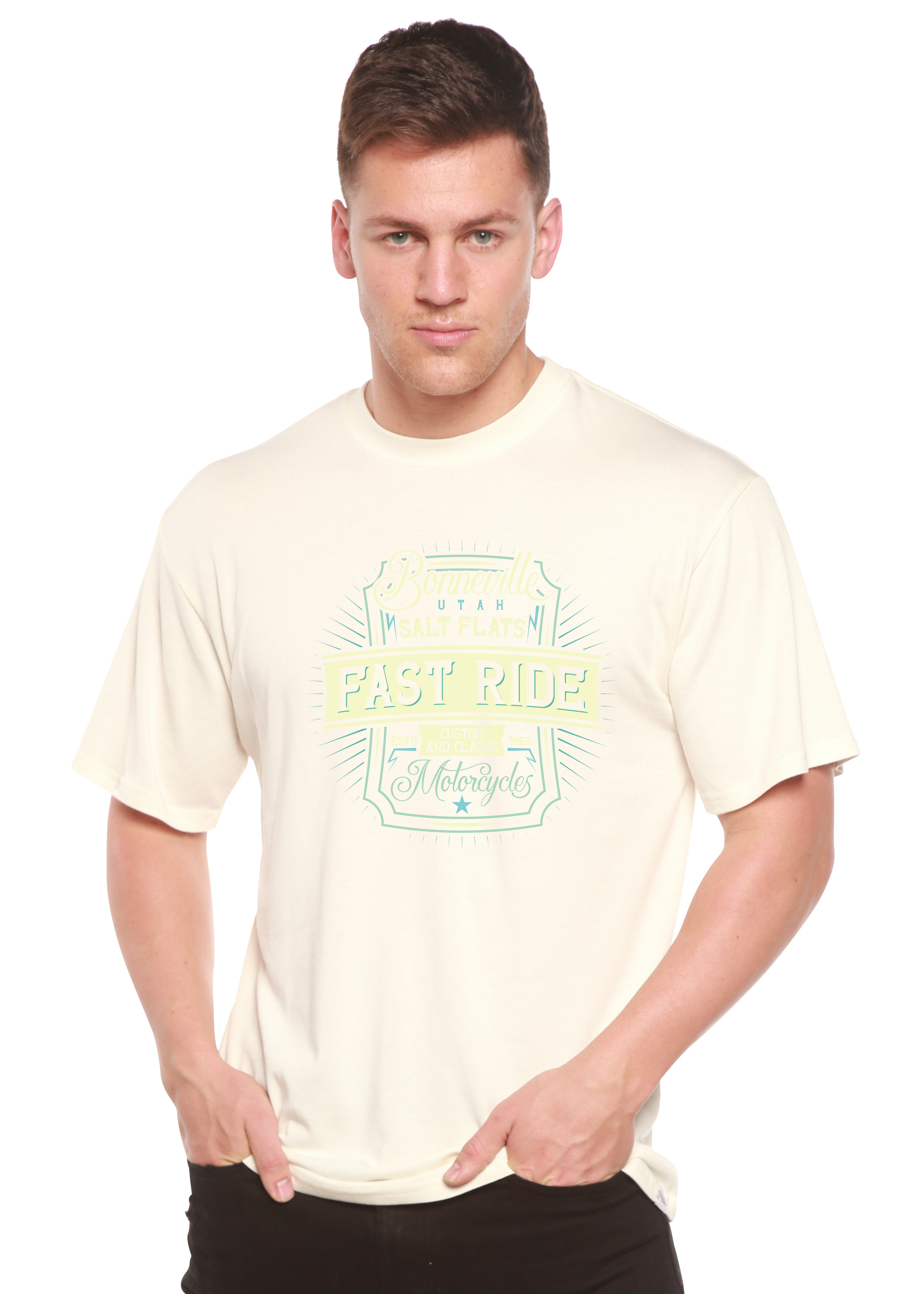 Camiseta Gráfica de Manga Corta para Hombre de Viscosa de Bambú/Algodón Orgánico Fast Ride