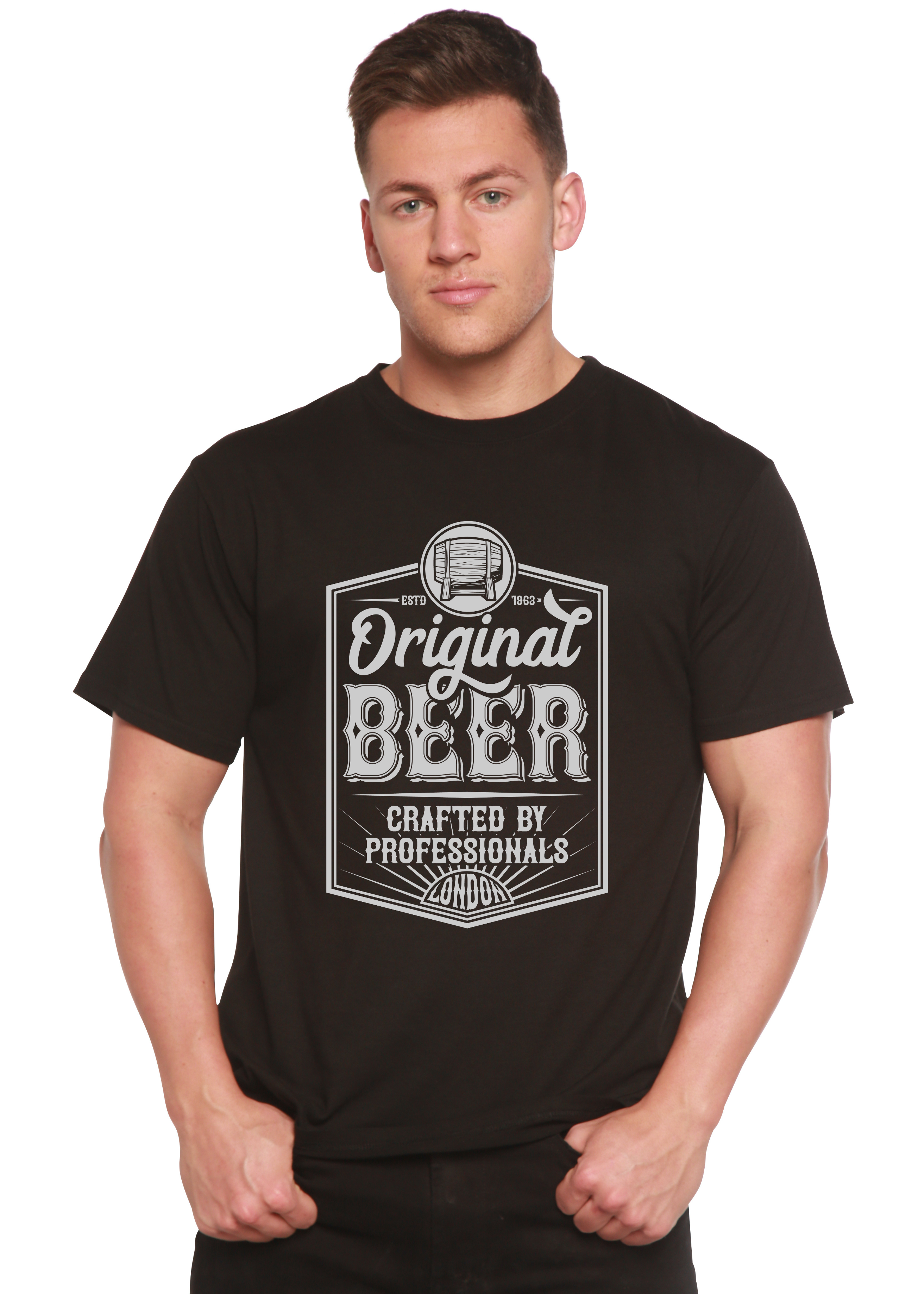 Camiseta gráfica de manga corta de bambú/algodón orgánico para hombre Original Beer