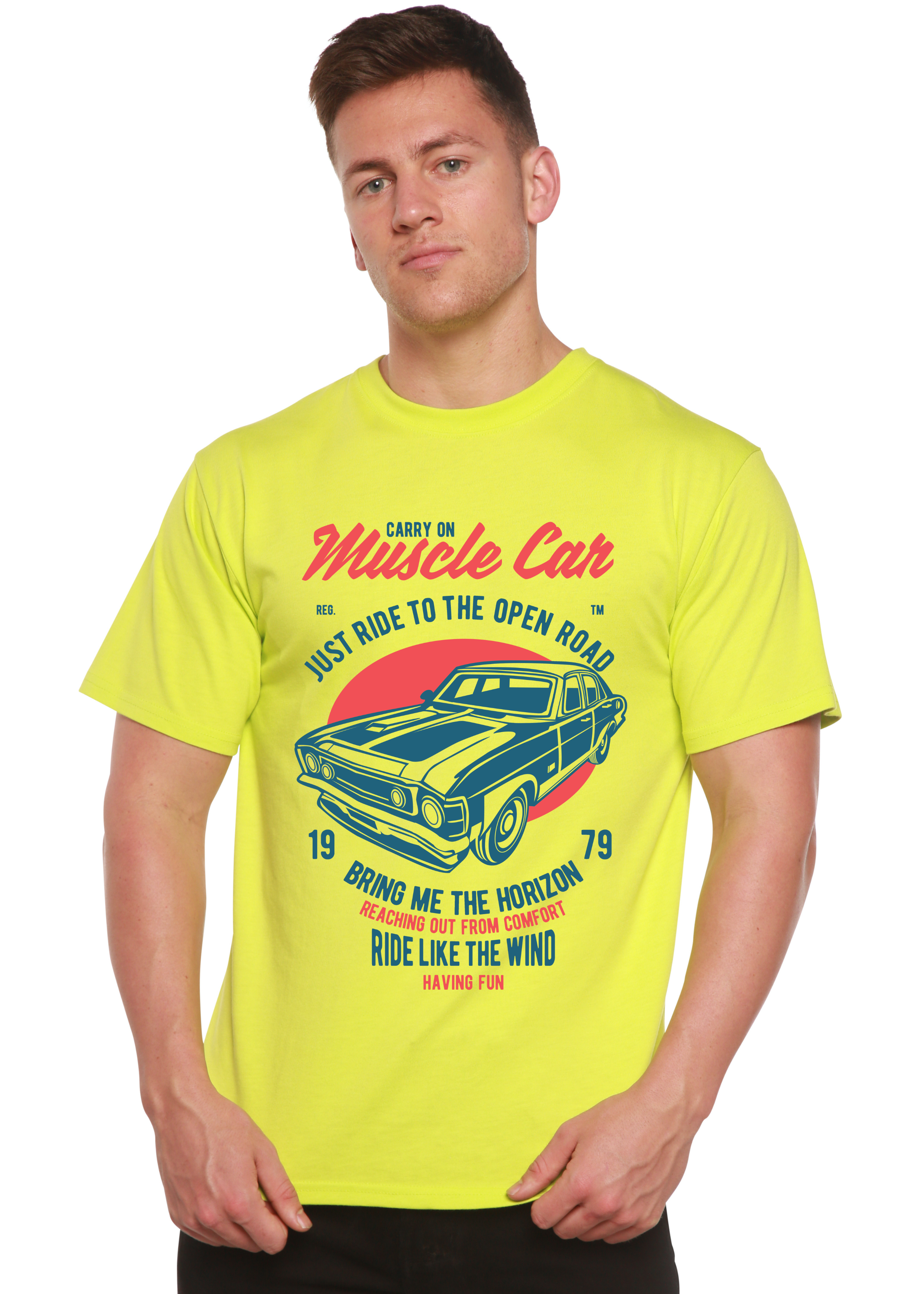 Camiseta gráfica de manga corta de viscosa de bambú/algodón orgánico Muscle Car Spun Bamboo® para hombre