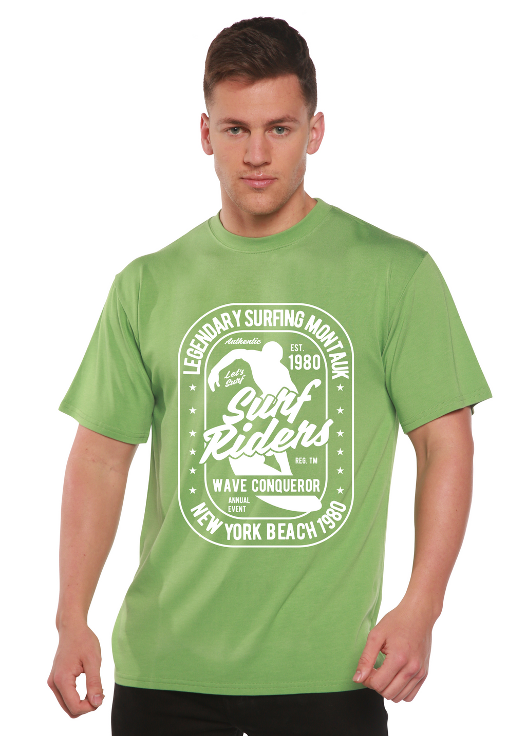 Camiseta gráfica de manga corta para hombre Surf Rider Spun Bamboo® de bambú viscosa/algodón orgánico