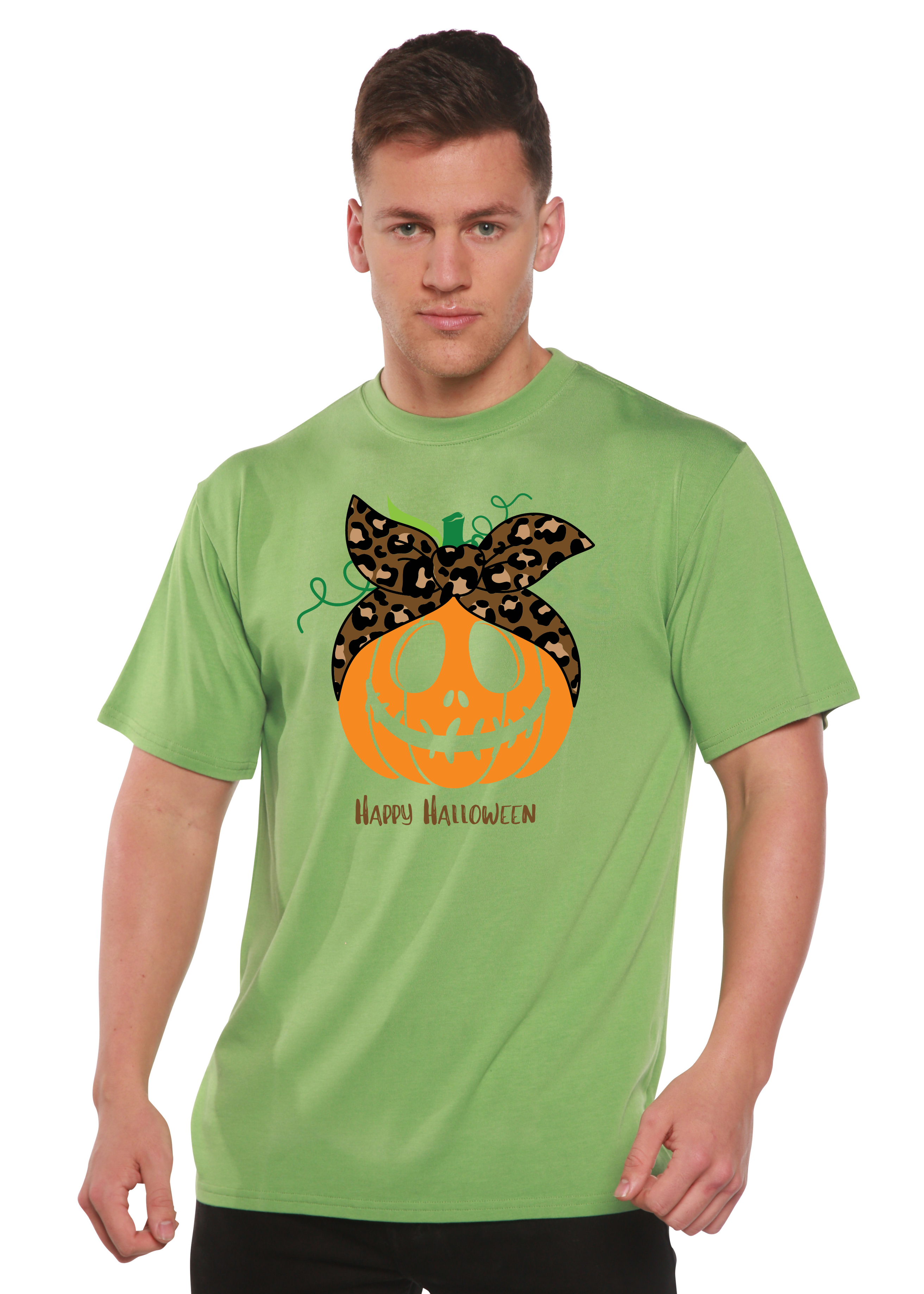 Camiseta gráfica de manga corta de viscosa de bambú/algodón orgánico para hombre - ¡Feliz Halloween!