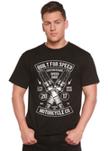 Camiseta gráfica de manga corta de viscosa de bambú/algodón orgánico "Built For Speed" para hombre