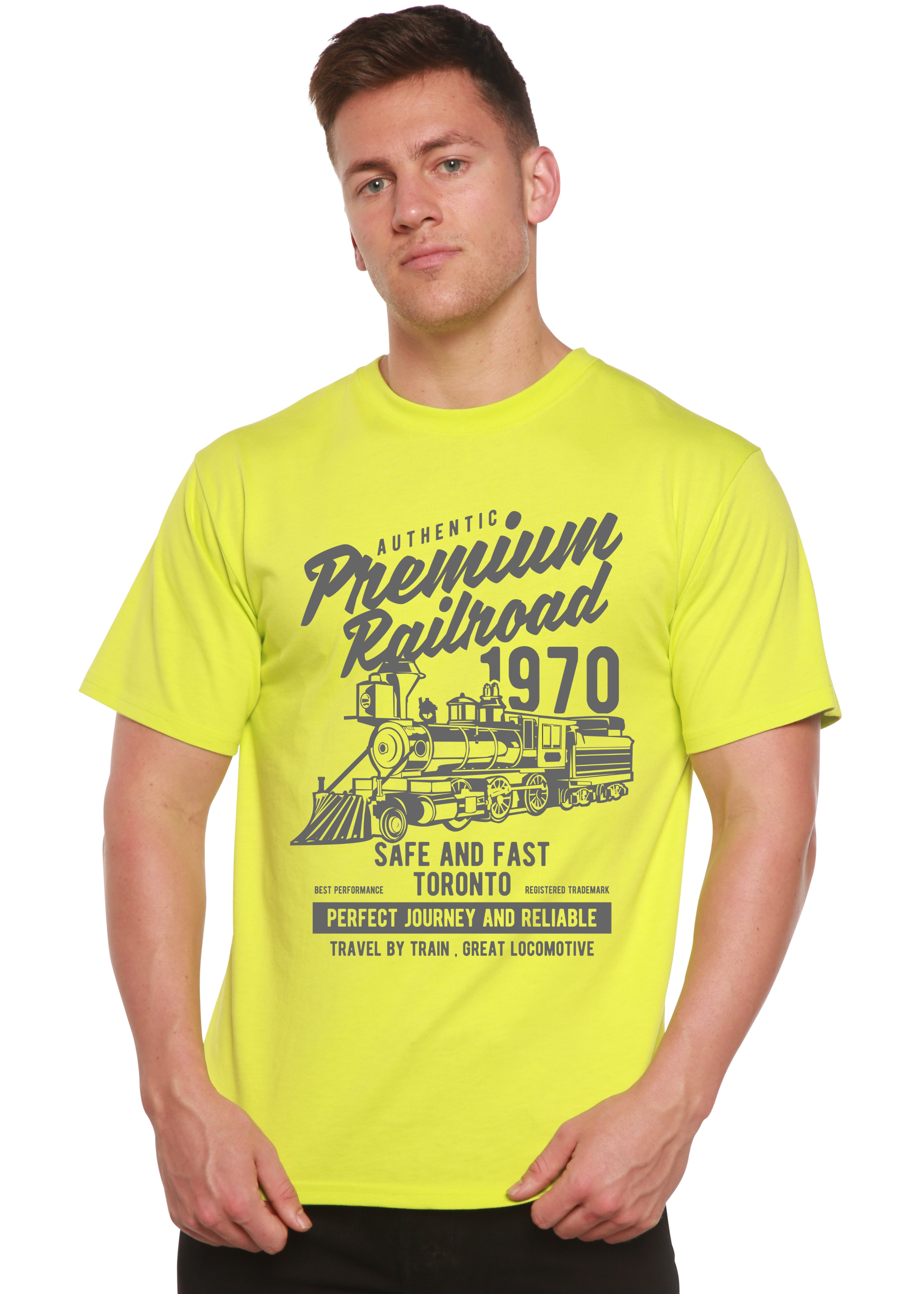 Camiseta gráfica de manga corta de viscosa de bambú/algodón orgánico para hombre Railroad Spun Bamboo® Premium