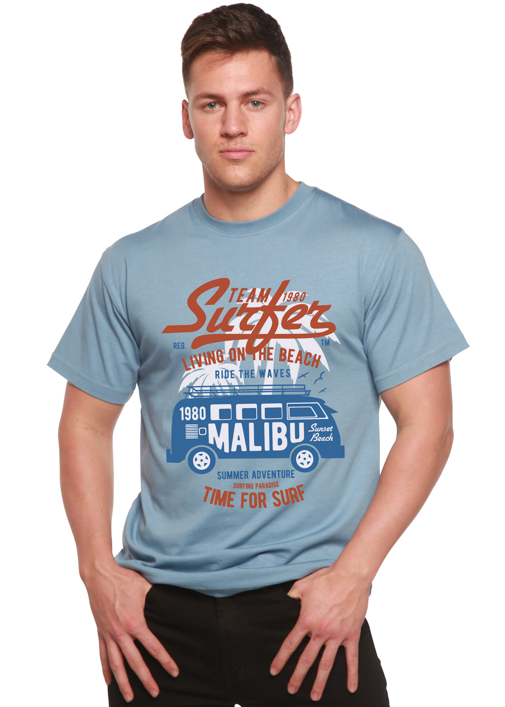 Camiseta gráfica de manga corta de bambú/algodón orgánico para hombre Team Surfer Spun Bamboo®