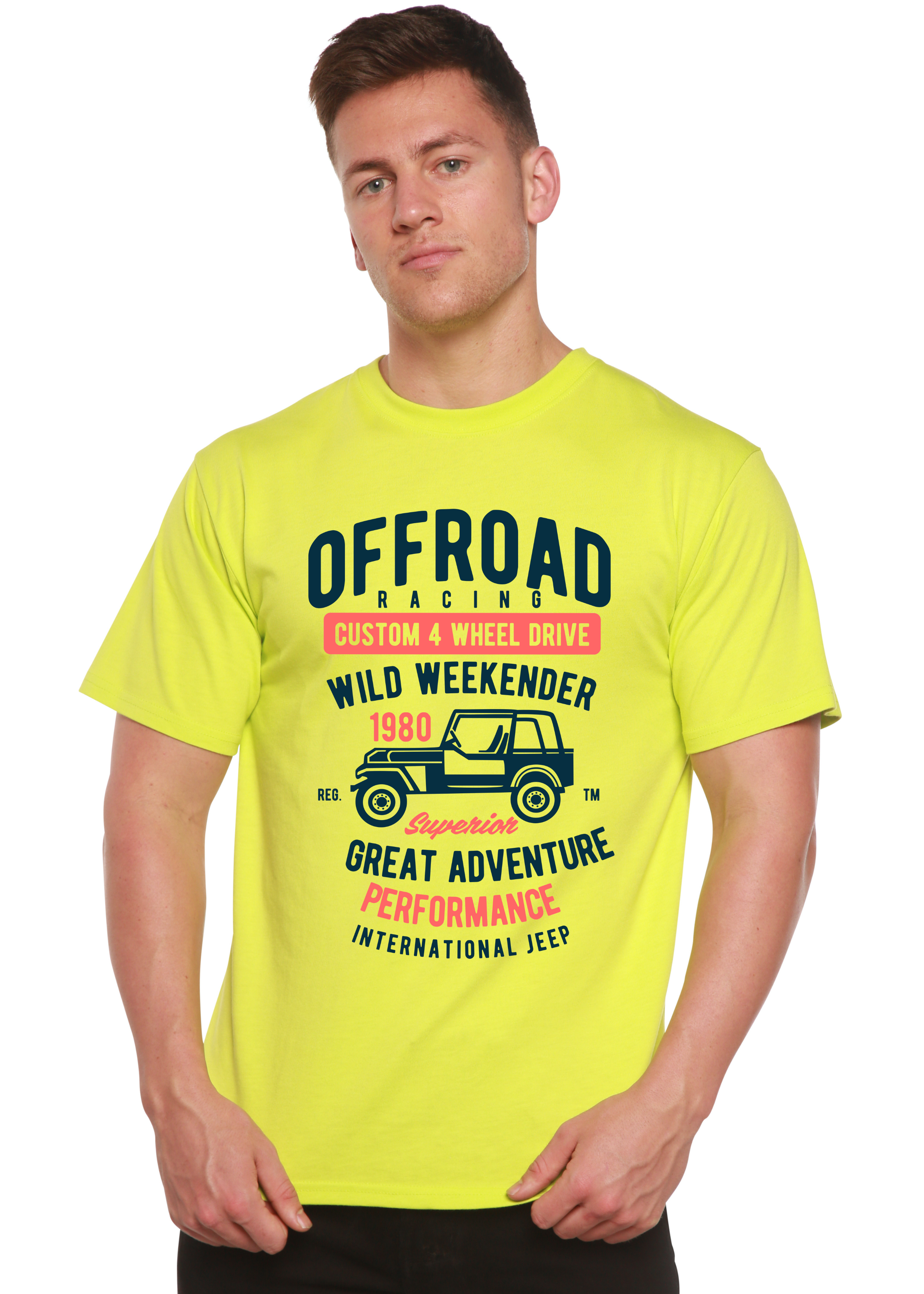 Camiseta gráfica de manga corta de viscosa de bambú y algodón orgánico Spun Bamboo® para hombre de Off Road Racing