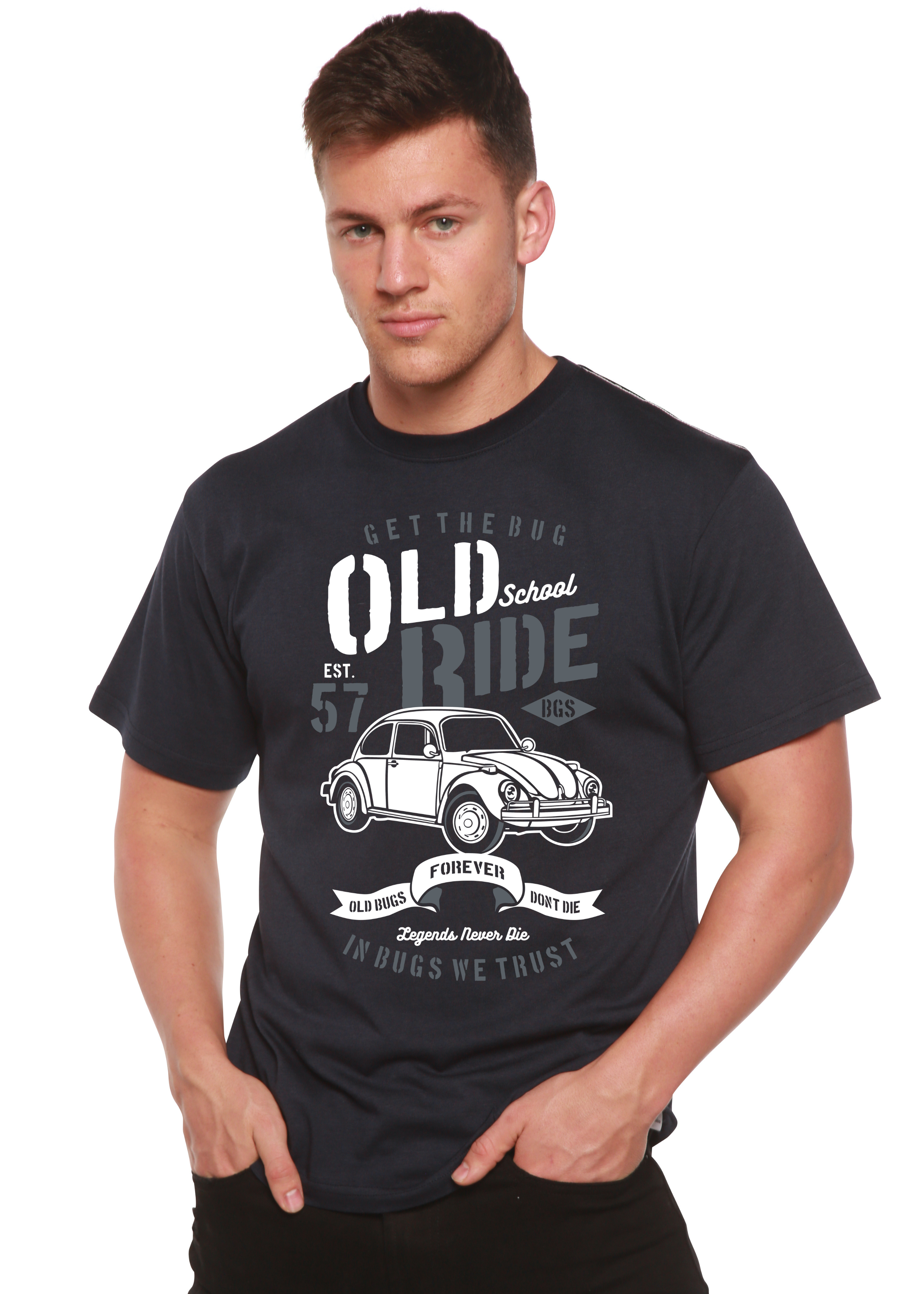 Camiseta gráfica de manga corta para hombre Old School Ride Spun Bamboo® de viscosa de bambú/algodón orgánico